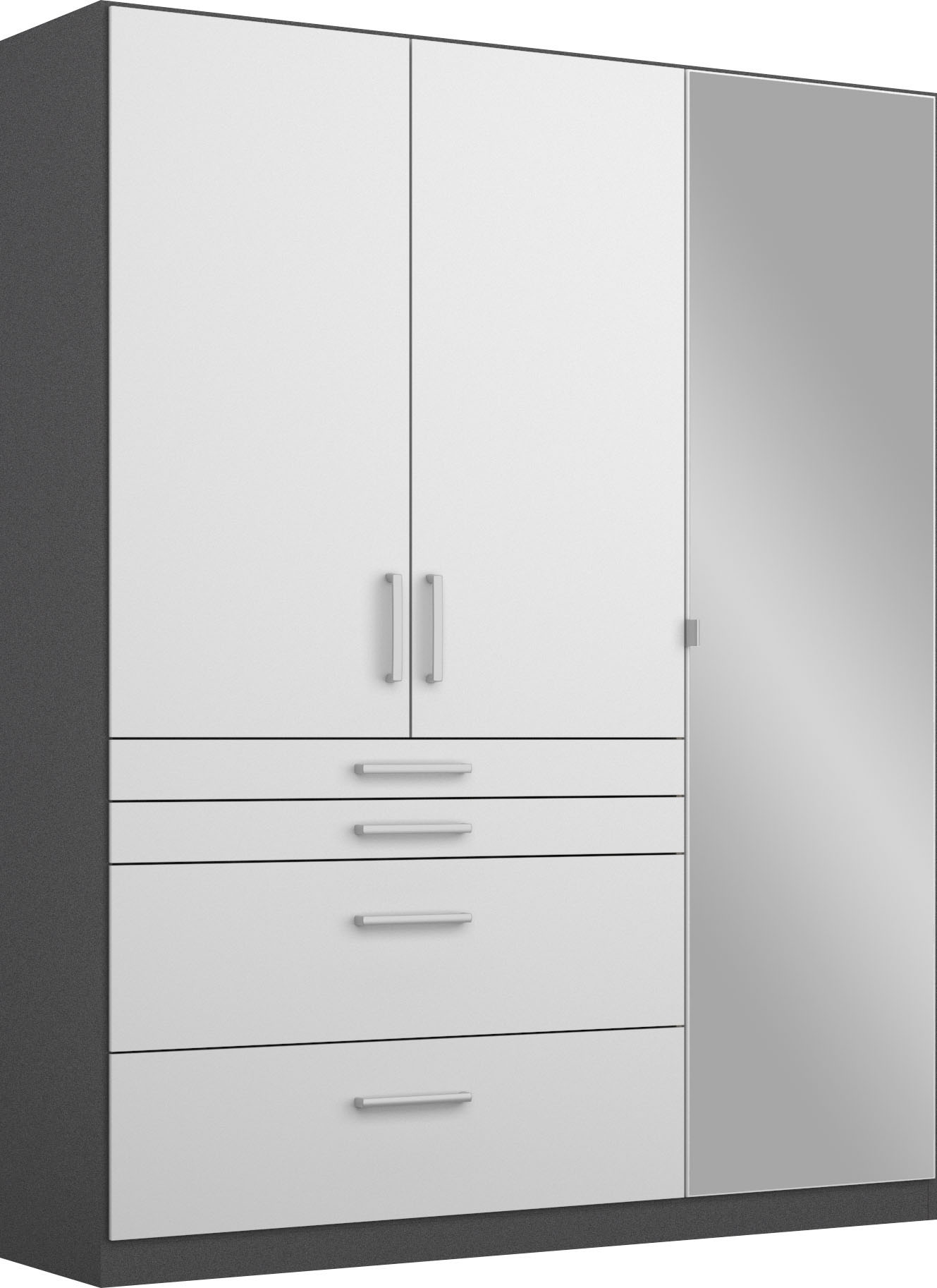 rauch Drehtürenschrank "Kleiderschrank Schrank Garderobe Garderobenschrank HOMBURG" mit Spiegel, oberer Schubkasten mit Einteilung MADE IN GERMANY