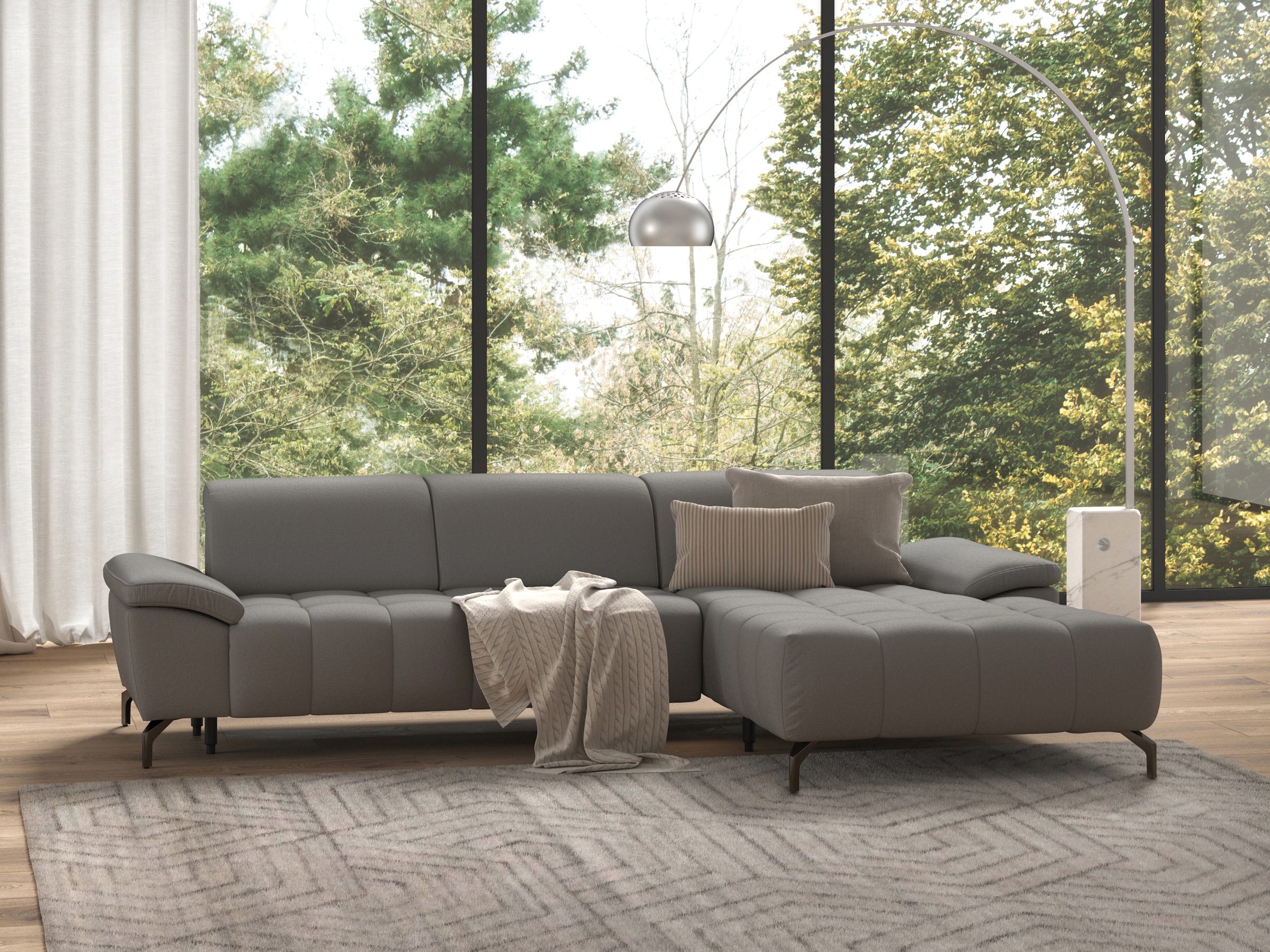 sit&more Ecksofa "Cool L-Form" wahlweise mit Kopfteilverstellung und Vorziehsitz, motorisch