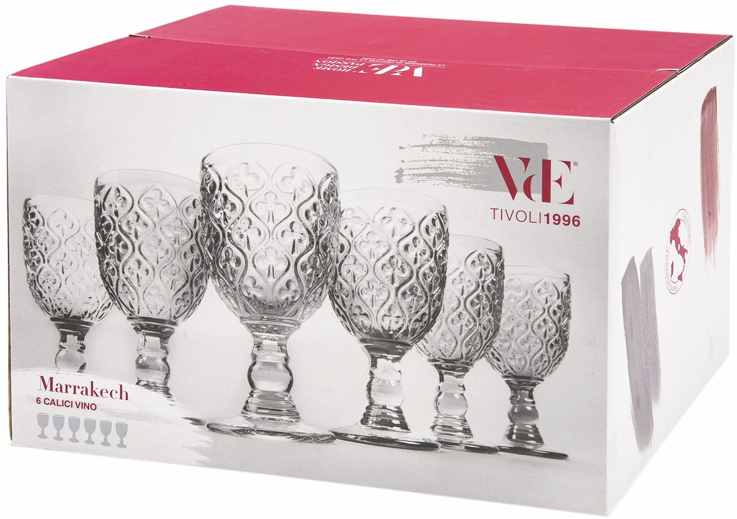 Villa d'Este Weinglas »Marrakech«, (Set, 6 tlg.), Gläser-Set, 6-teilig, Inhalt 280 ml