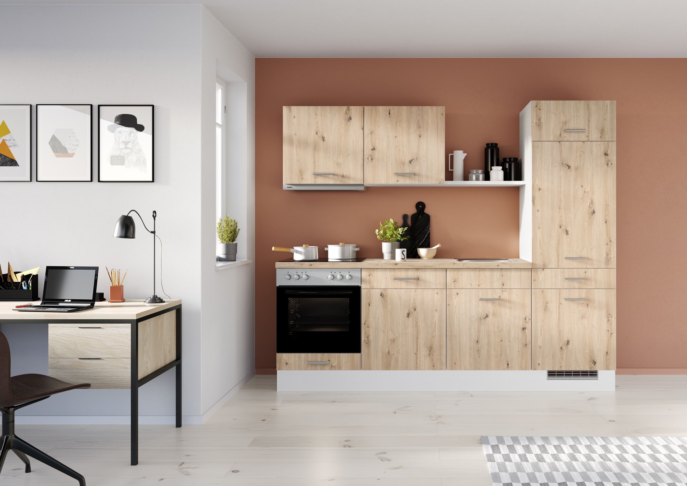 IMPULS KÜCHEN Küche »"Porto", Ausrichtung wählbar, Schubkästen mit Soft-Close,«, vormontiert, wahlweise mit E-Geräten, mit Vollauszug, Breite 240 cm