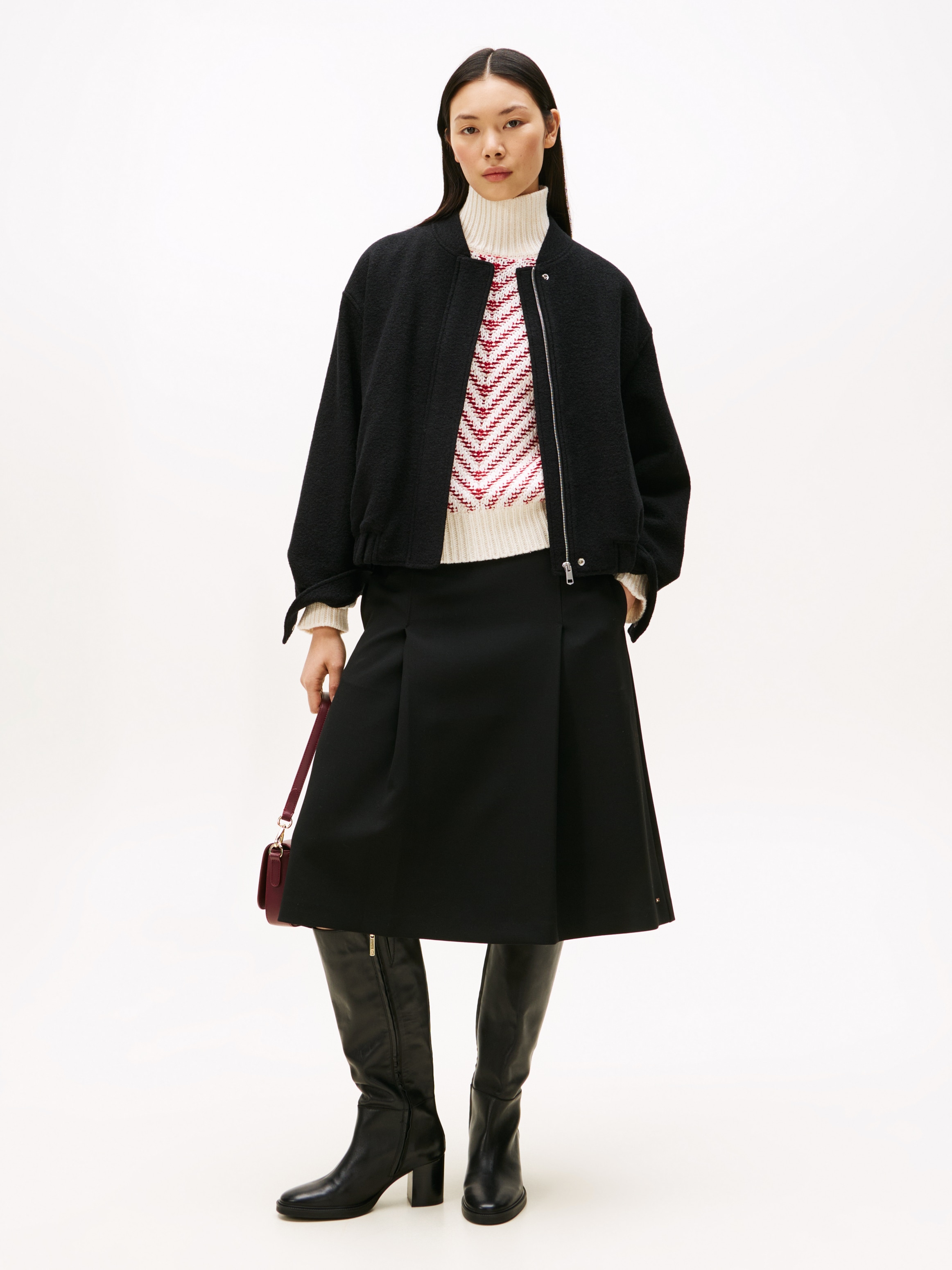 Tommy Hilfiger Bomberjacke »WOOL TEXTURE REG BOMBER«, mit Wolle