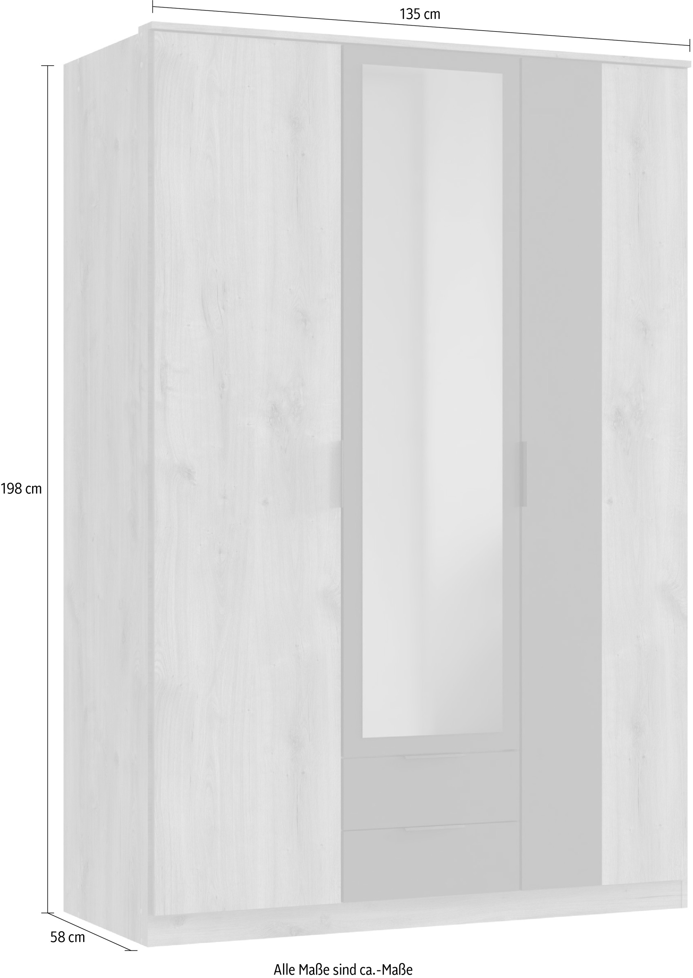 Wimex Drehtürenschrank »Texel in der Breite 135cm«, mit Metallgriffen