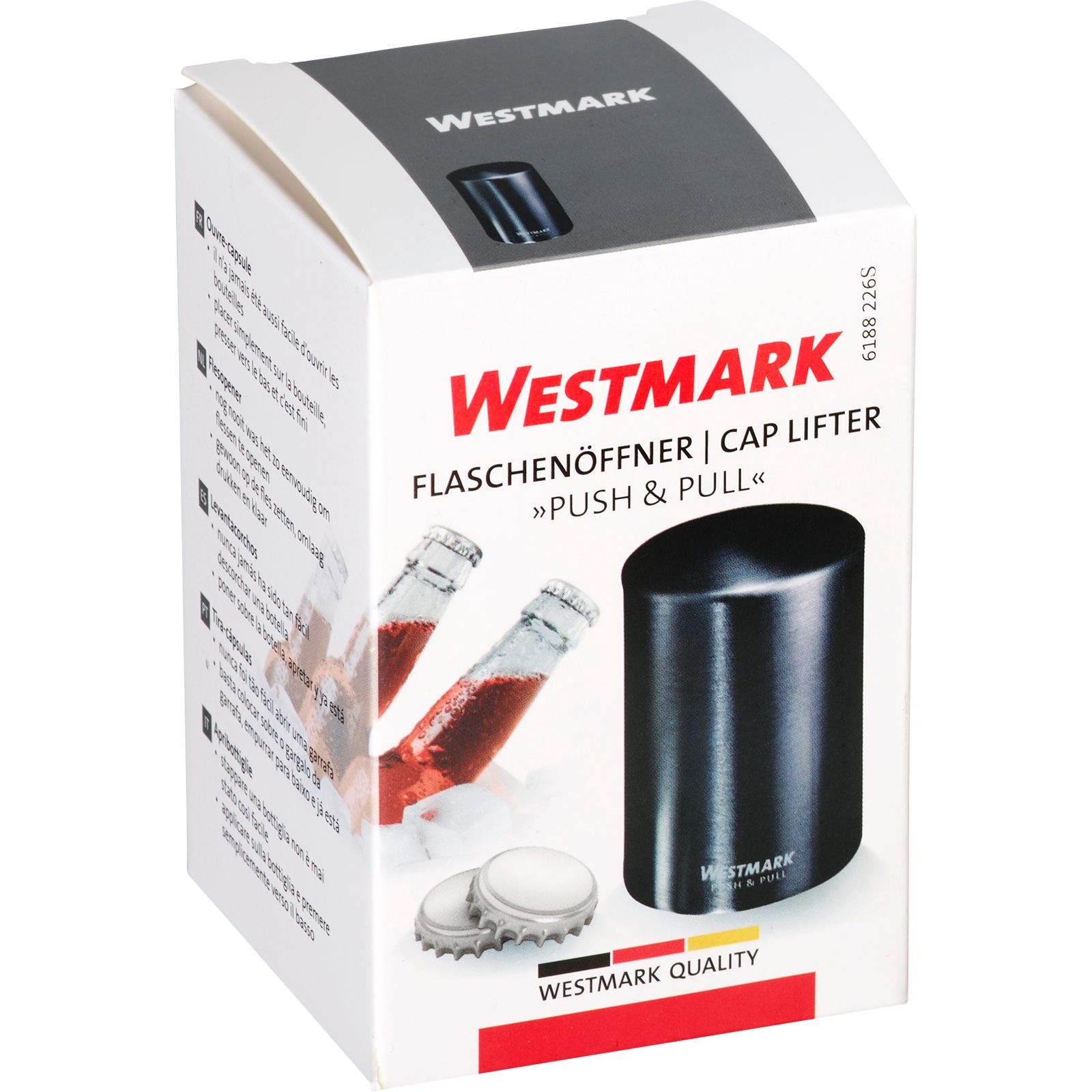 WESTMARK Flaschenöffner »Flaschenöffner »Push & Pull«, schwarz« platzsparend, magnetisch, automatisches Öffnen