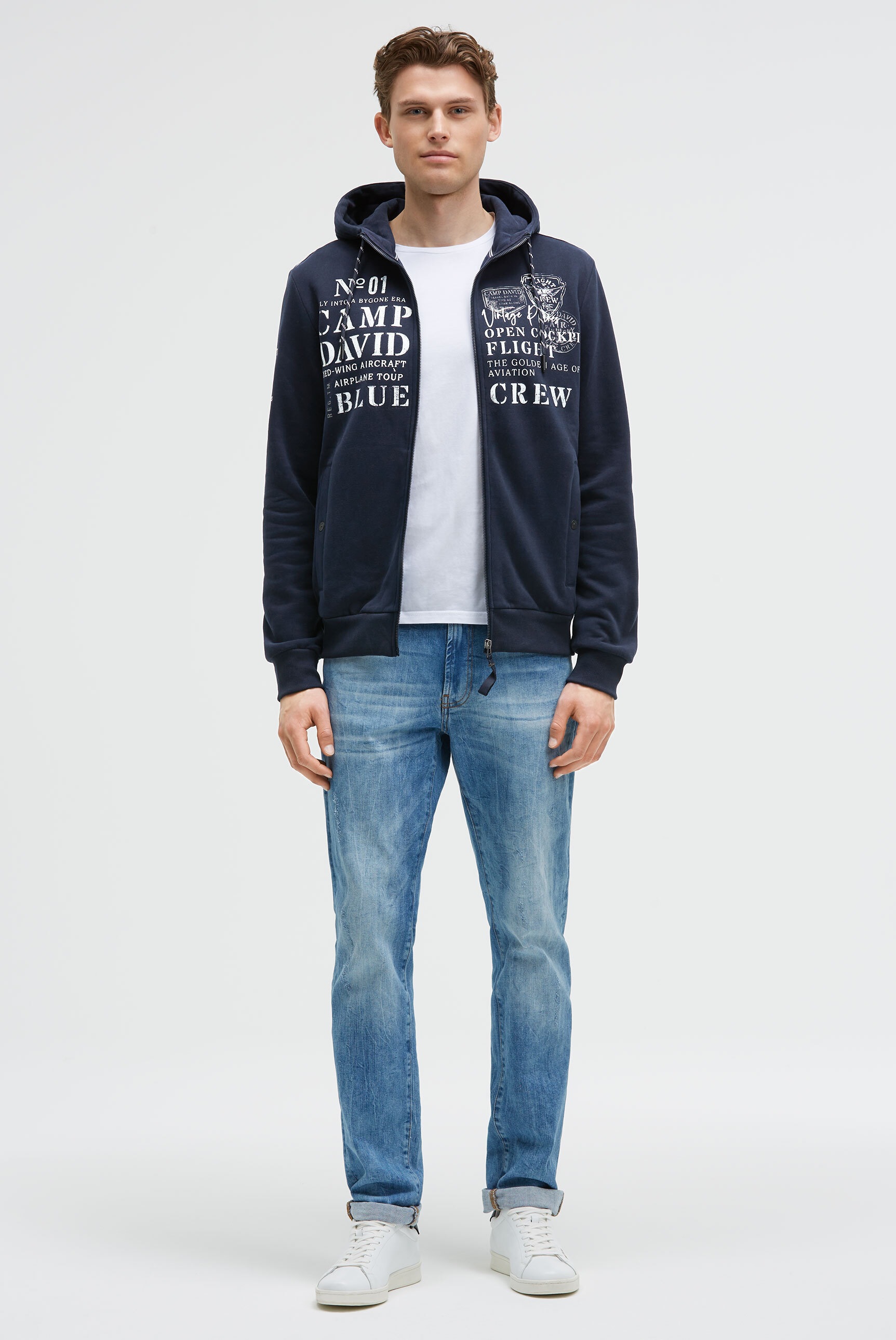 CAMP DAVID Kapuzensweatjacke Eingrifftaschen mit Druckknopfverschluss