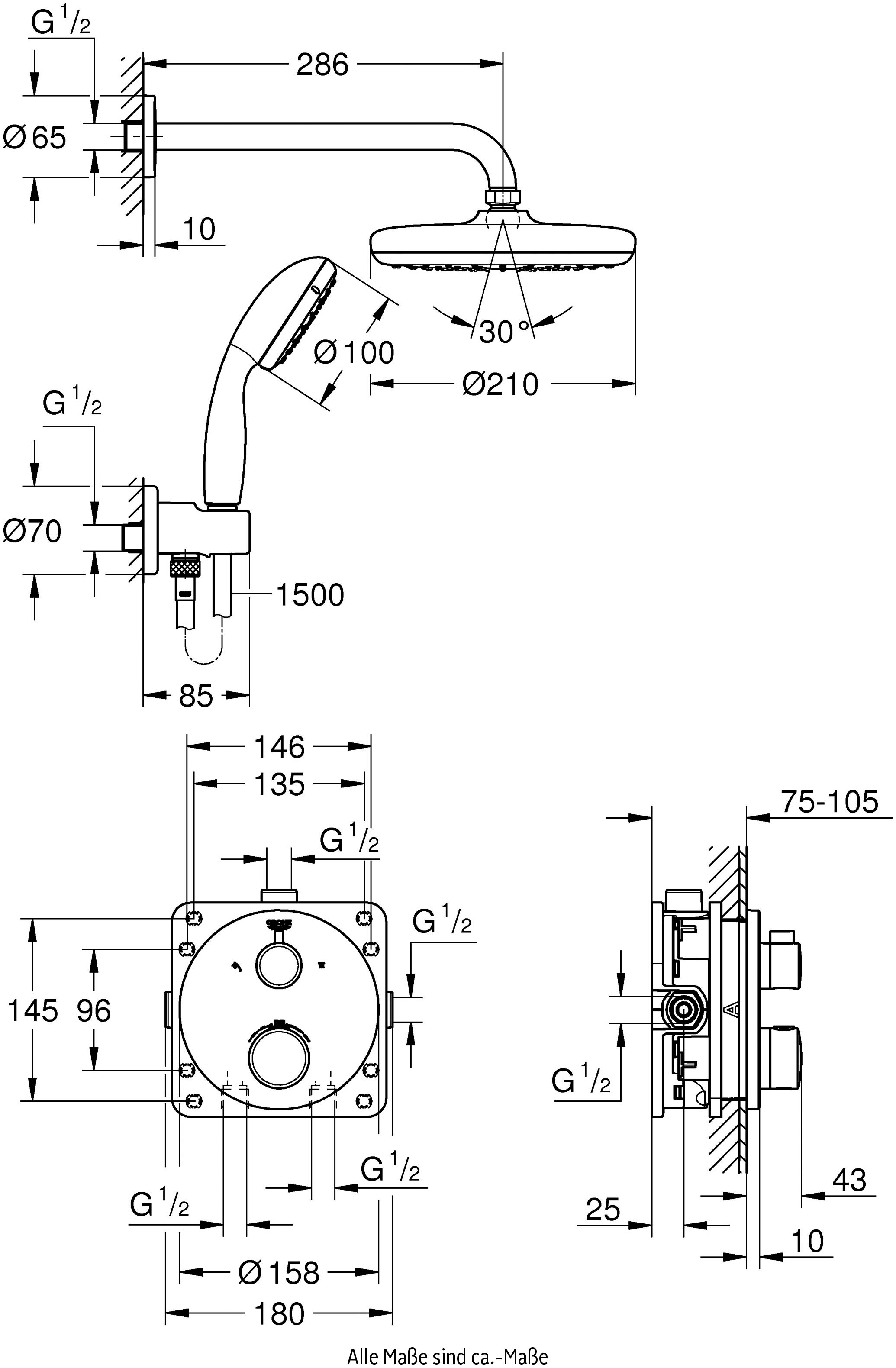 Grohe Duschsystem »Grohtherm«, (Packung), mit Wassersparfunktion