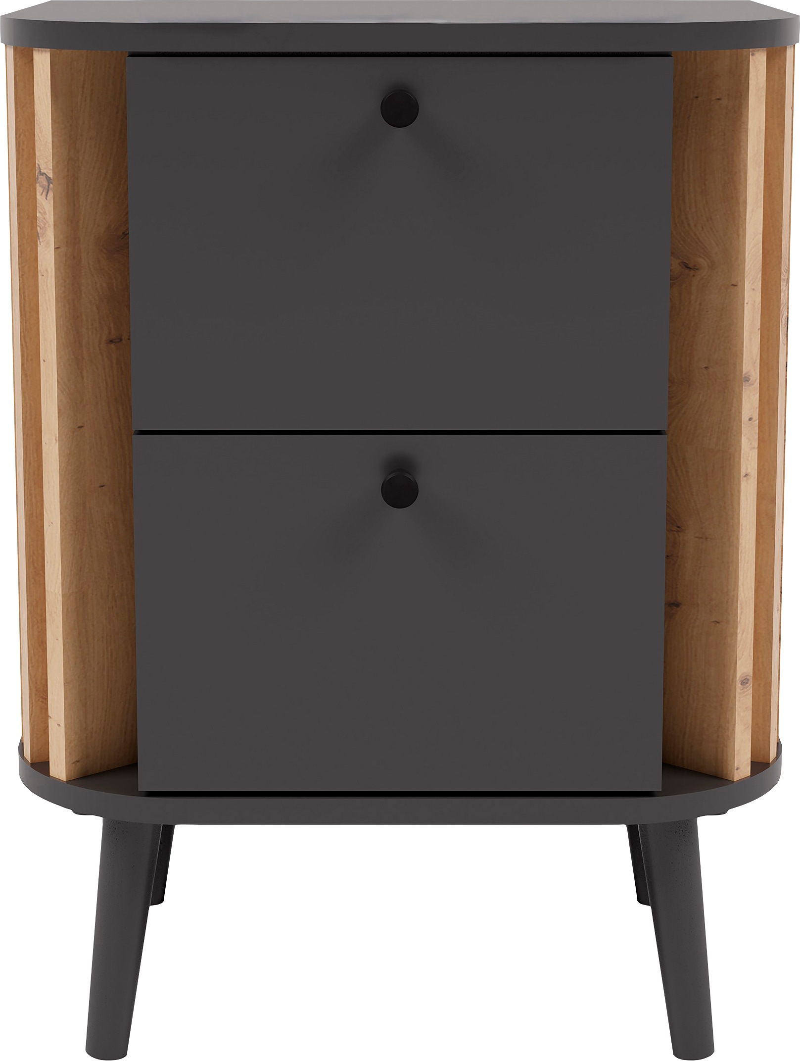 INOSIGN Nachtkommode »Stavanger, Höhe 60 cm, Paneel-Stäbchen-Optik, 2 Schubkästen«, (1 St.), Nachtkonsole, Nachttisch, Nako, Kommode