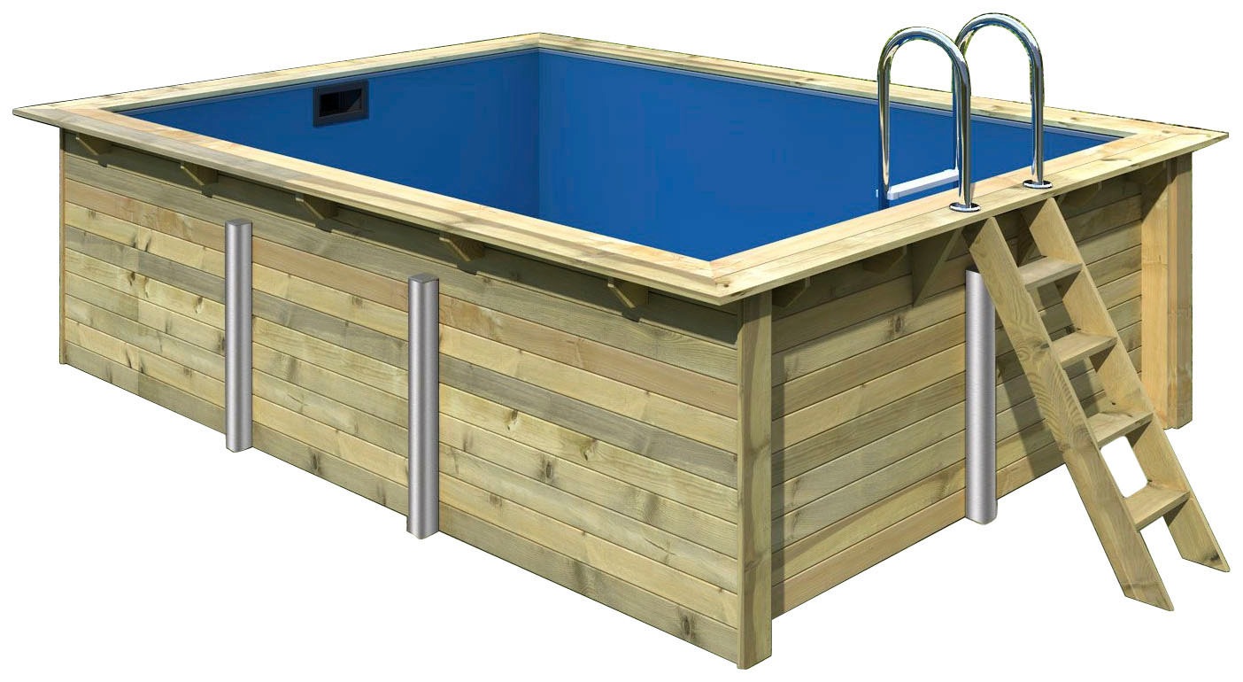 Karibu Rechteckpool "Holzpool Roma BxLxH: 353x400x124 cm", (Set, 6 tlg.), 44 mm kesseldruckimprägniertes Fichtenholz