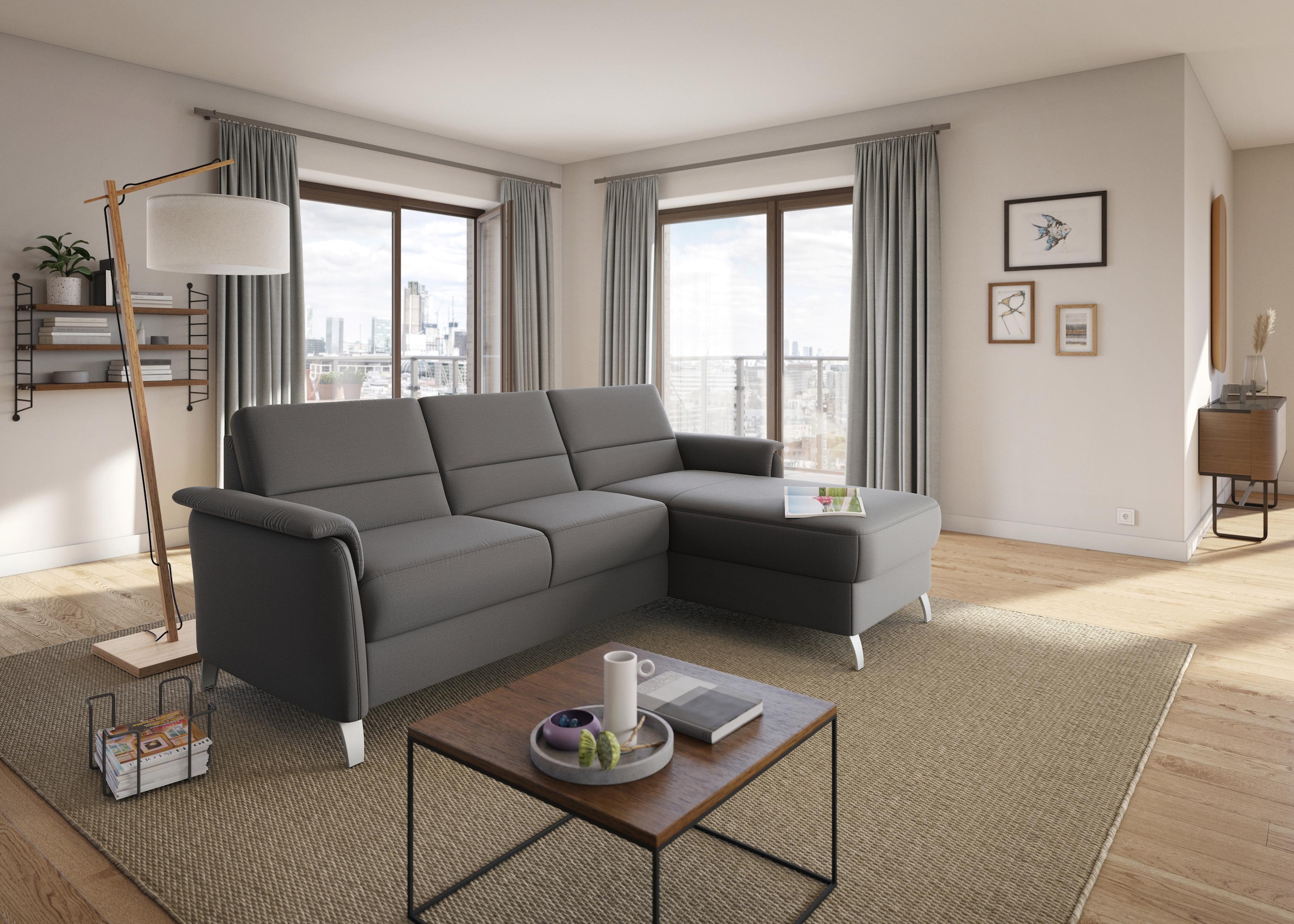 sit&more Ecksofa »Palmera L-Form«, Federkern, wahlweise mit Bettfunktion und mit/ohne Stauraum