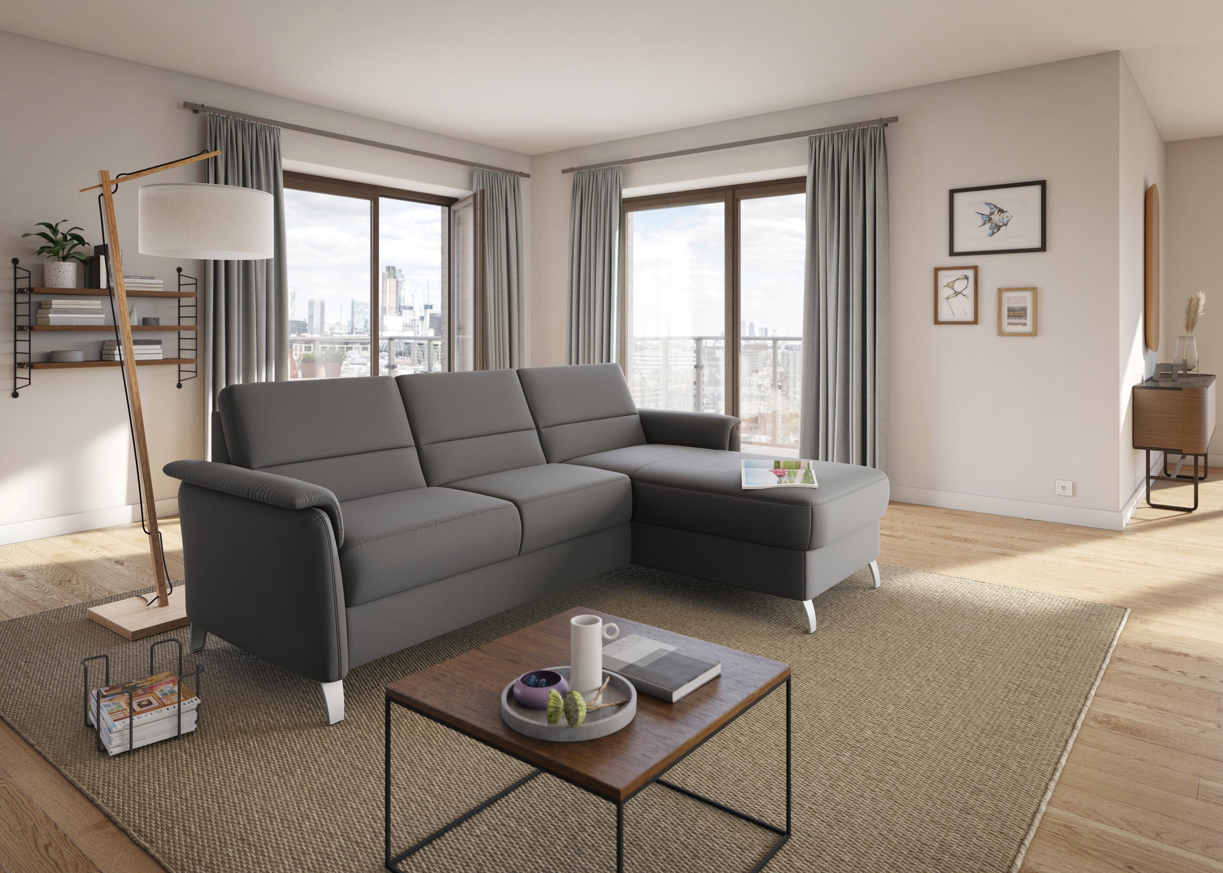 Thumbnail - sit&more "Palmera L-Form, B: 244 cm" optional Bettfunktion & Bettkasten, Federkern