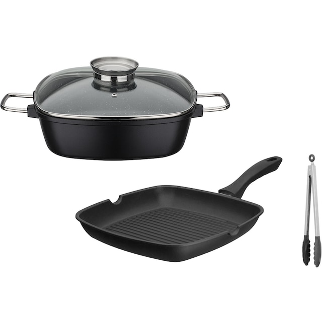 GSW Topf-Set »Gourmet Granit Grillmeister«, Aluminiumguss, (Set, 4 tlg.),  mit Aroma-Glasdeckel, Induktion bestellen | BAUR