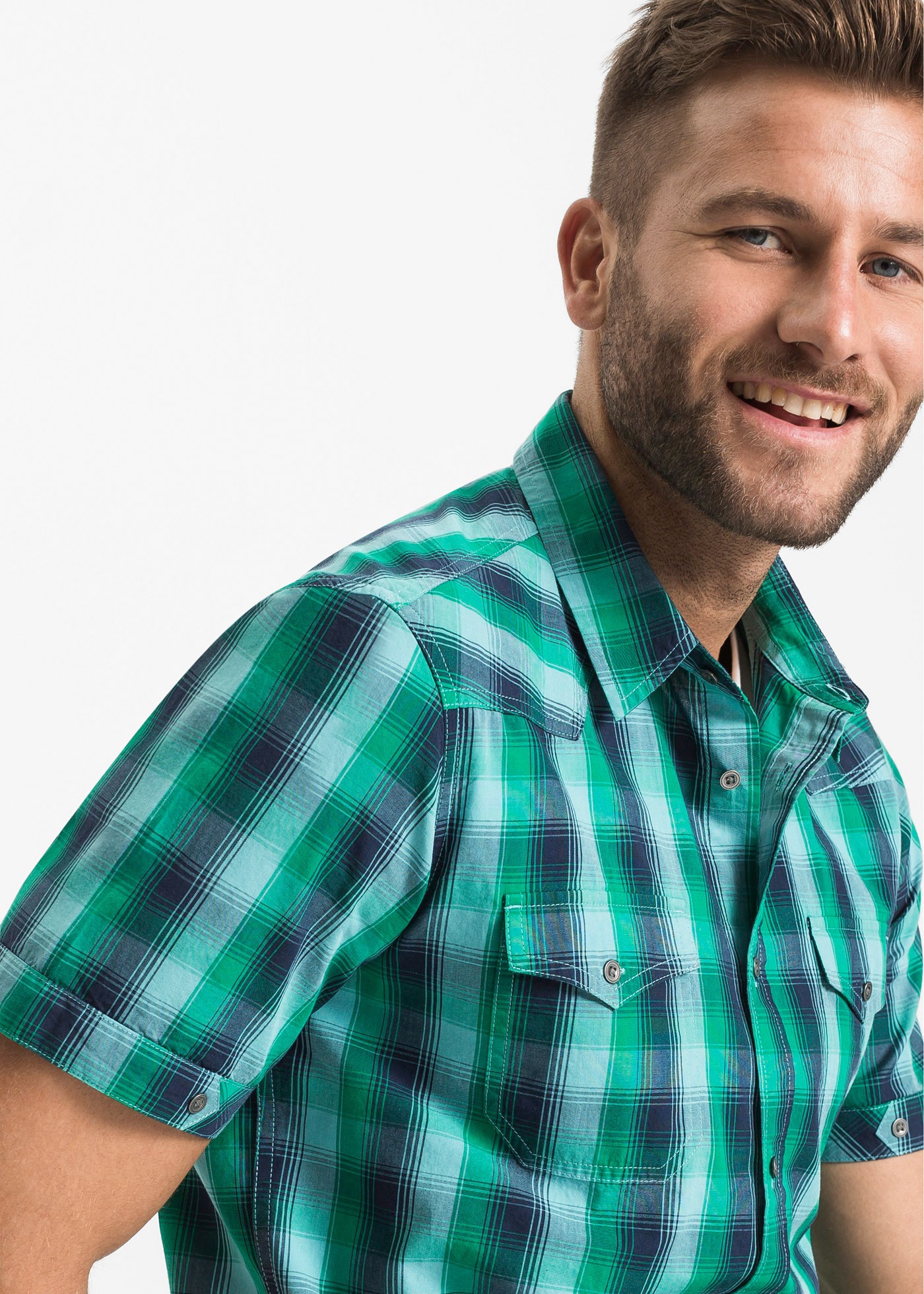 Thumbnail - bonprix Kurzarmhemd regular fit Passform, aus reiner Baumwolle, mit kurzen Ärmeln