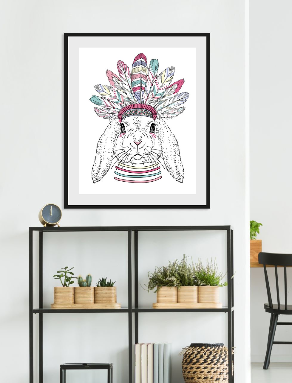 queence Bild "Indiana Bunny", Hase-Hasen-Kunst-Haustiere-Federn, (1 St.), H günstig online kaufen