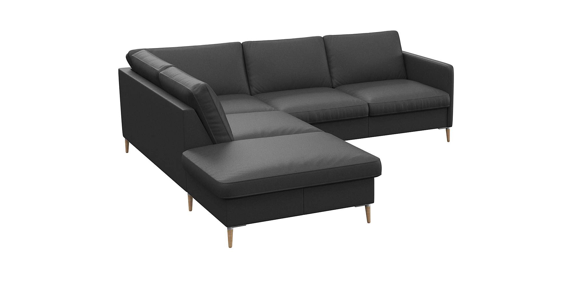 FLEXLUX Ecksofa »Fiore, L-Form, super bequem durch Kaltschaum im Sitz«, schmale Armlehnen, Füße Alu/Eiche, B/T 234/225 cm