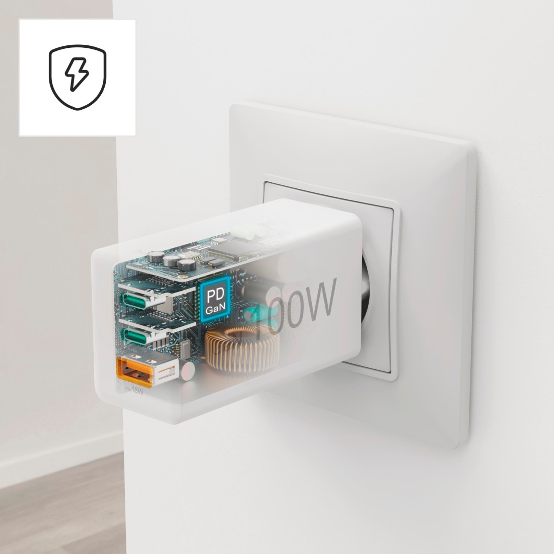Hama Schnelllade-Gerät »Schnellladegerät (USB Ladegerät, 2x USB-C, 1x USB-A, GaN, 100 Watt)«, (1 St.)