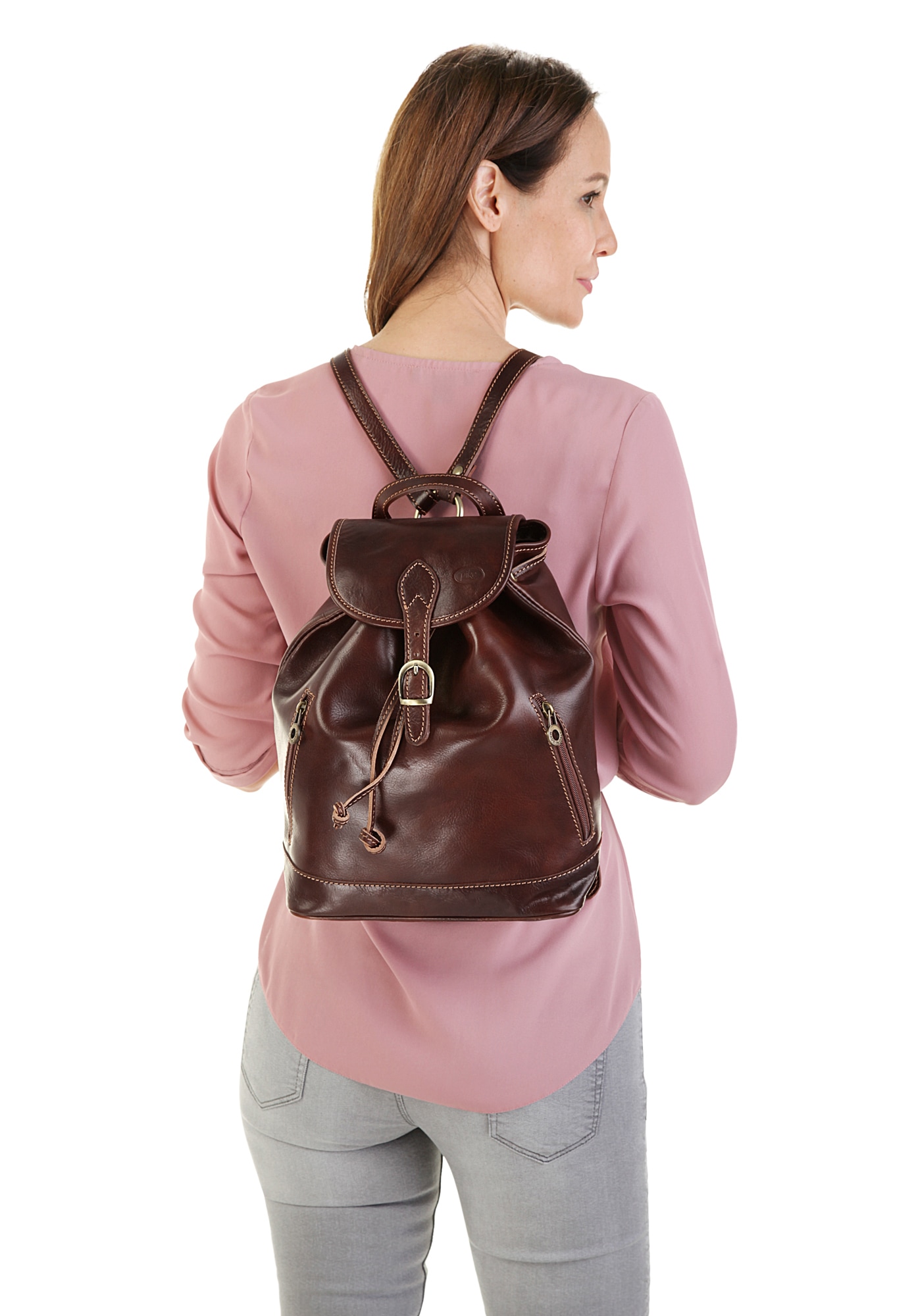 Piké Cityrucksack, echt Leder, Made in Italy