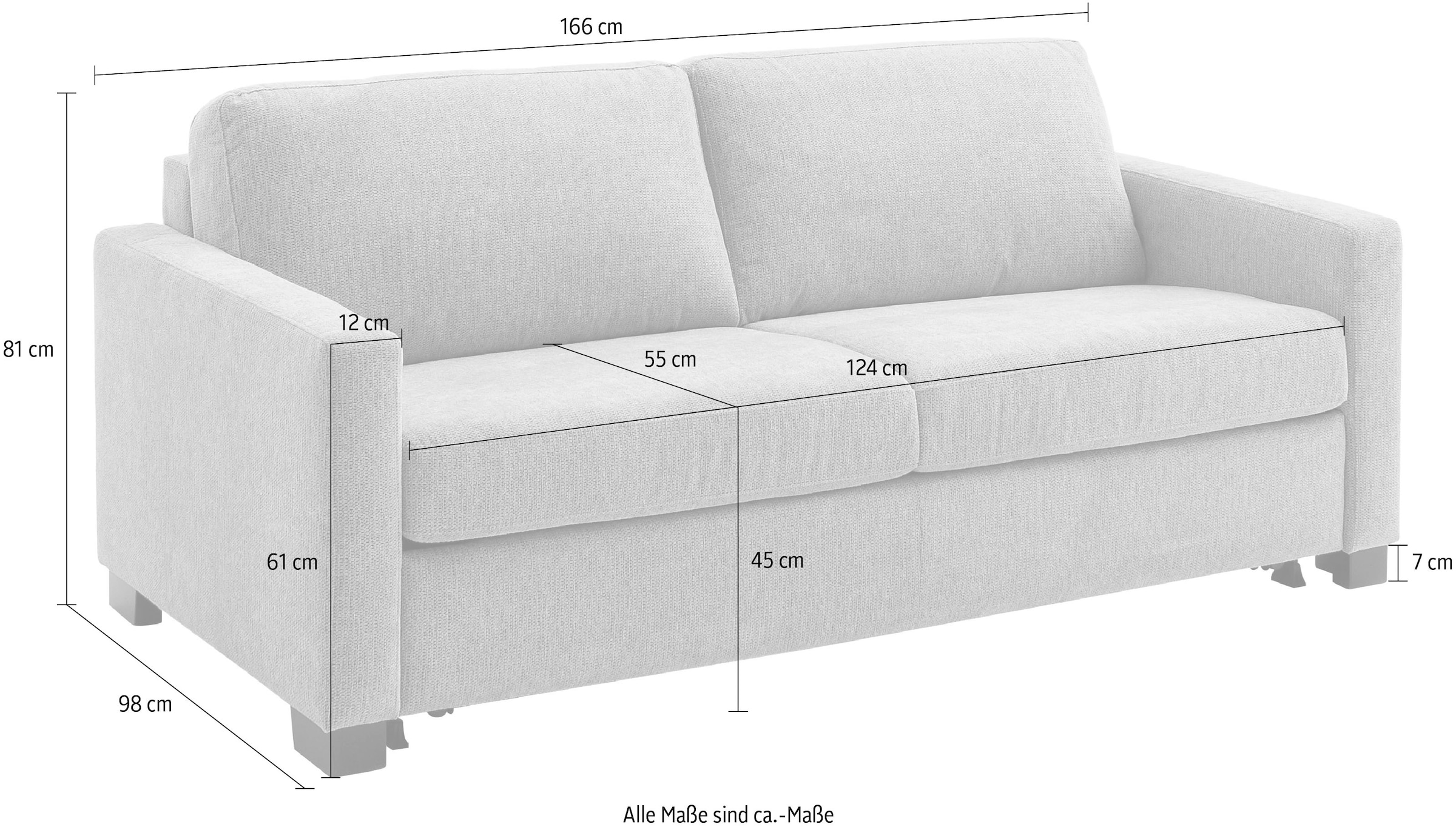Home affaire Schlafsofa »Vionelle, 2-Sitzer mit Kaltschaummatratze nach Wahl, Breite 166 cm« Dauerschläfer mit wahlweise Standard- oder Premium-Matratze