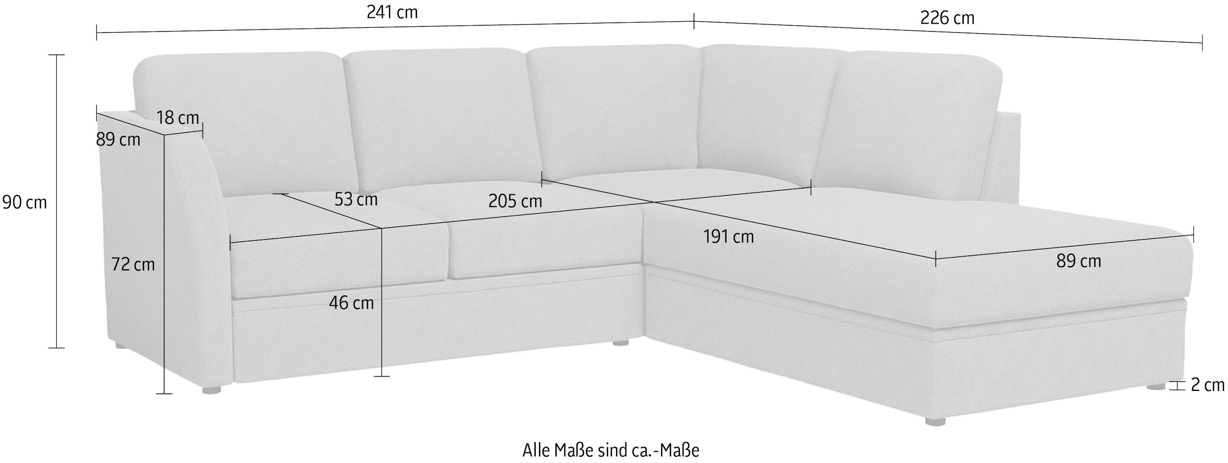 Home affaire Ecksofa »Lavars, L-Form, Schlafsofa«, mit Bettfunktion und Stauraum, in zwei verschiedenen Bezugsqualitäten