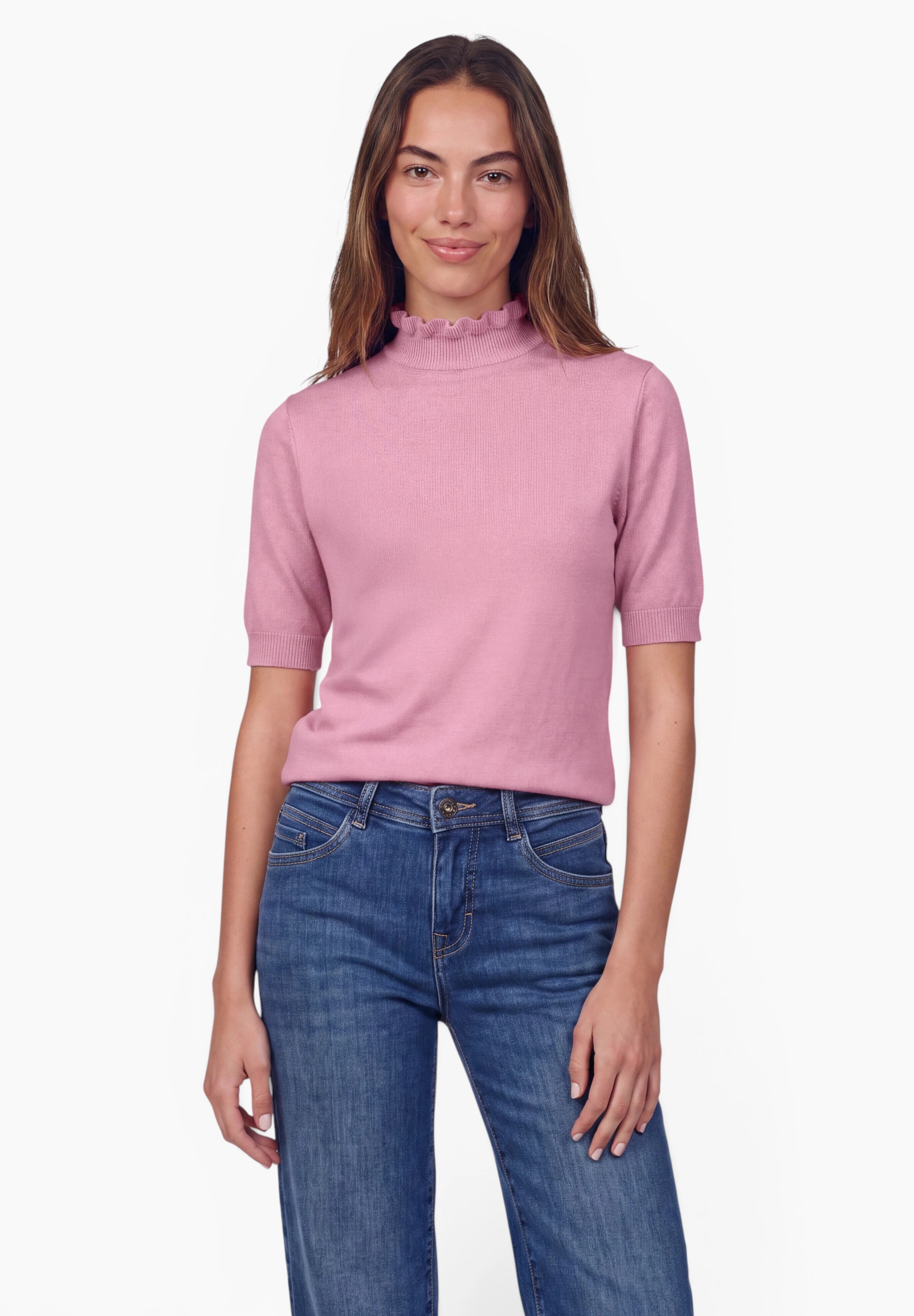 STREET ONE STUDIO Kurzarmpullover im soften Baumwoll-Mix