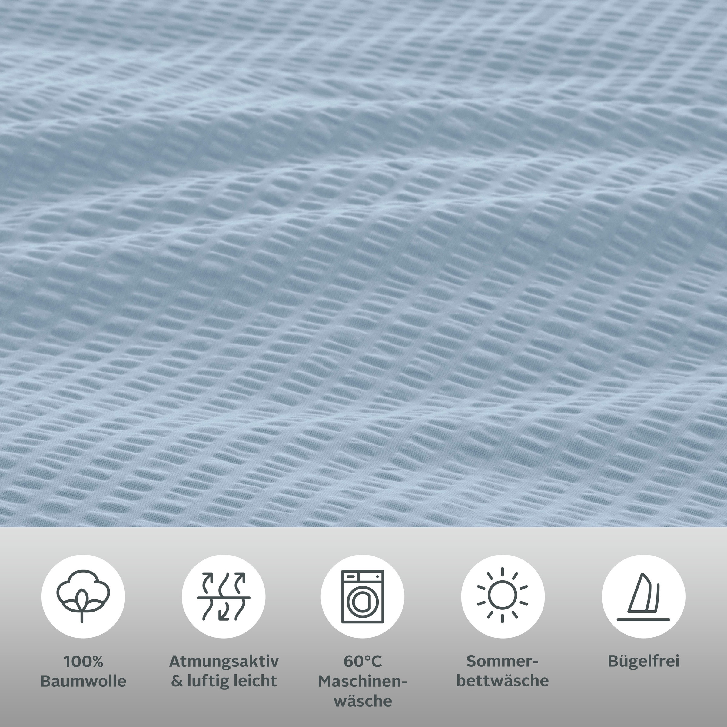 Thumbnail - OTTO home Bettwäsche "Sari2 in Gr. 135x200 oder 155x220 cm" 2 Stk. aus Baumwolle, uni Bettwäsche in Seersucker Qualität ...