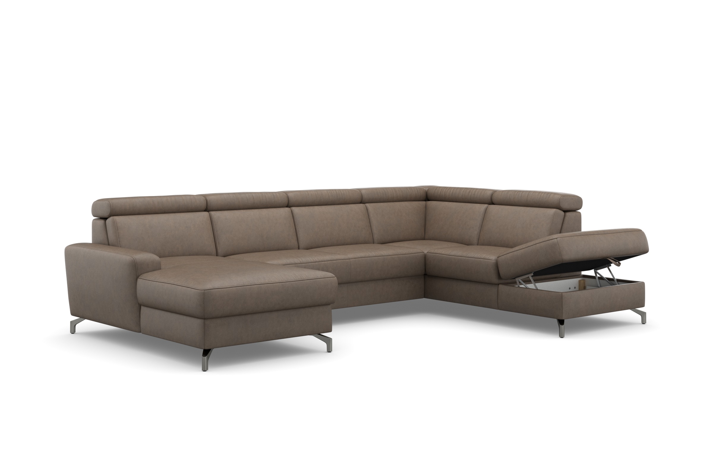 sit&more Wohnlandschaft »Scarlett U-Form«, inklusive Kopfteilverstellung, wahlweise mit Bettfunktion, Bettkasten