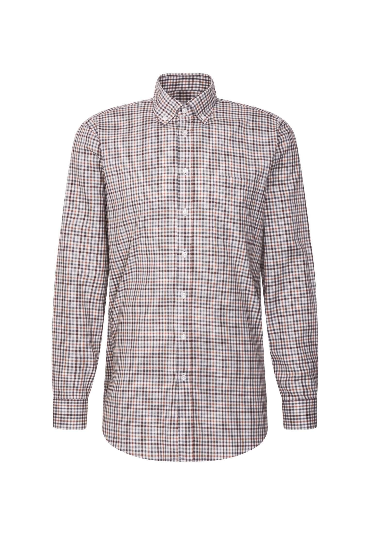 seidensticker Flanellhemd »Schwarze Rose«, Regular 1/1 Button-Down-Kragen Karo