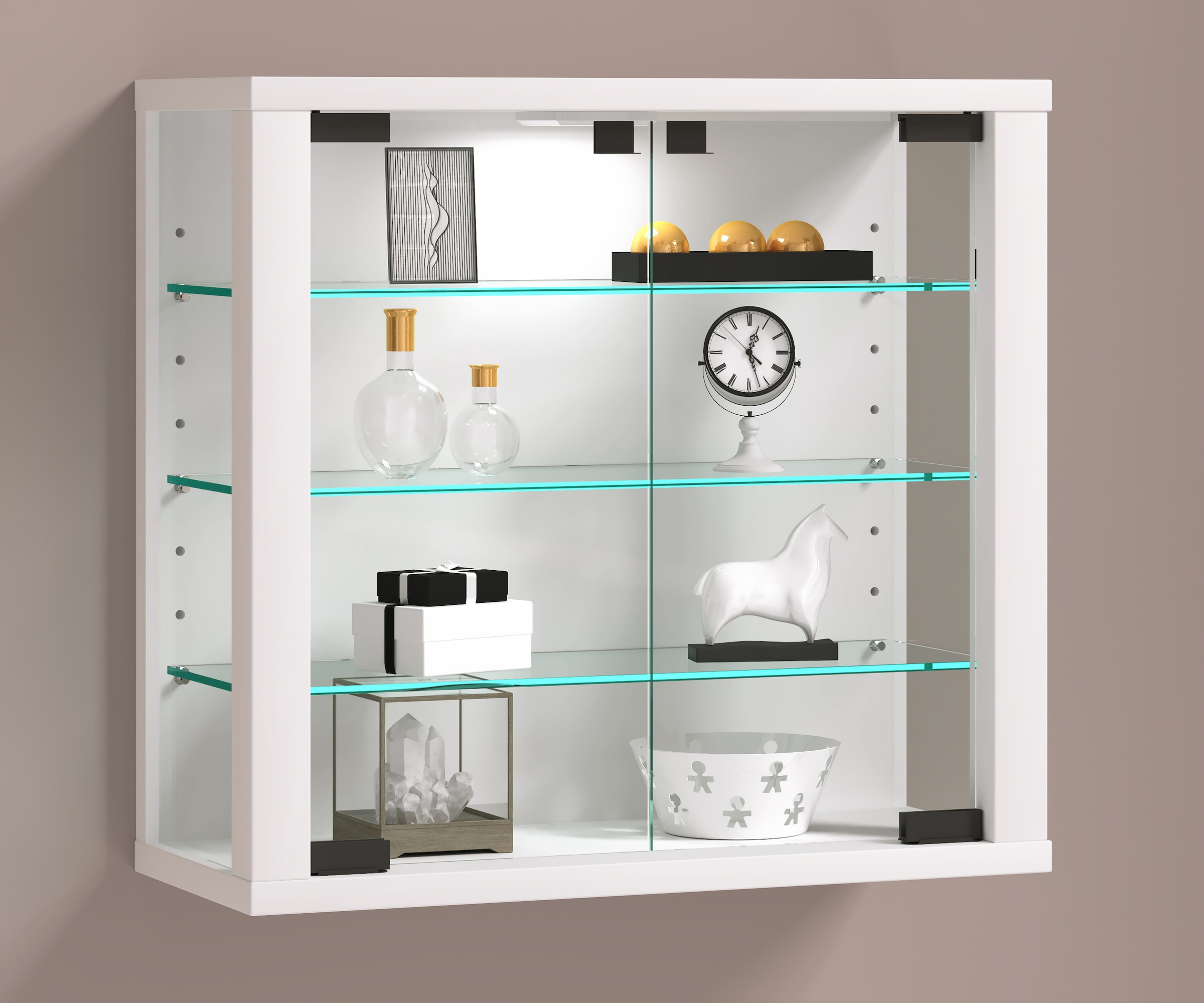 VCM Wandregal, Wandvitrine »Vitrosa S« mit ESG-Sicherheitsglas, Maße: H. 40 x B. 43 x T. 18 cm