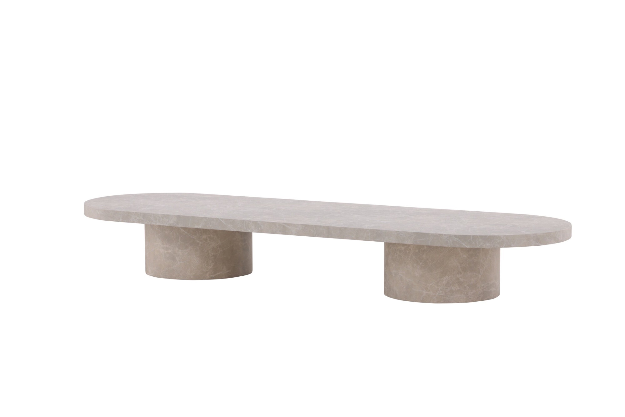 Venture Home Couchtisch »Narvik, ovaler Couchtisch 190 × 60 cm mit Sinterstein-Tischplatte« Sofatisch, MDF, 3D-Papier, sehr niedrig, rundliche Form, geräumig