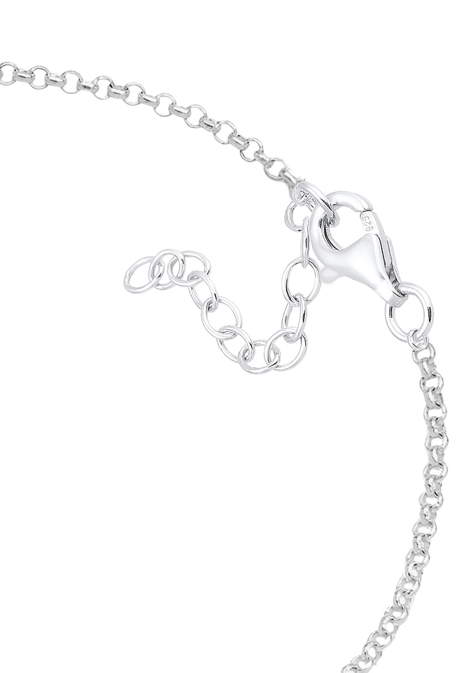 Armband ELLI "Halbmond und Mondstein 925 Silber vergoldet" Gr. 16, silber, Armbänder, Damen, 16cm,mit Steinen, Silber 925 (Sterlingsilber), Armband 3