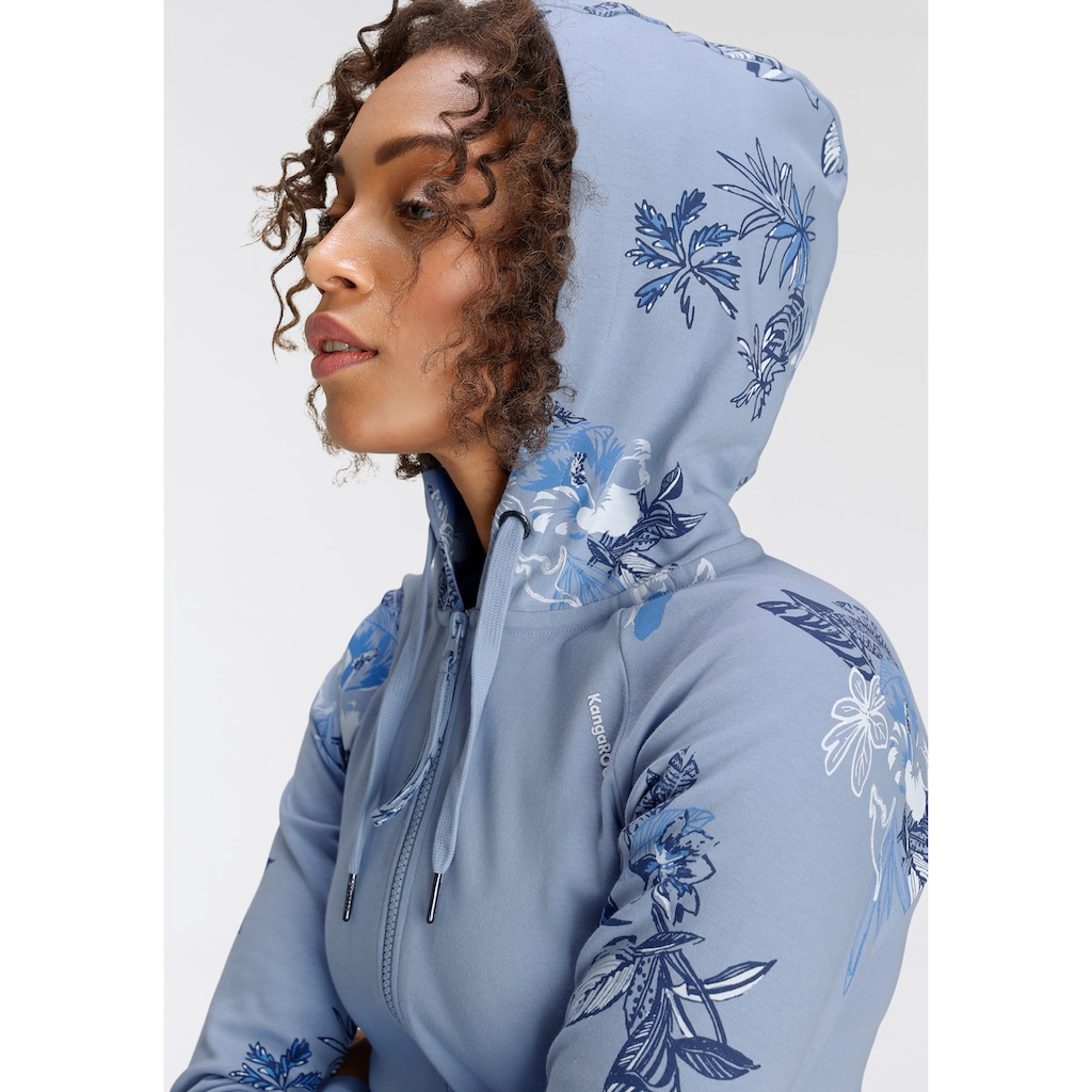 KangaROOS Kapuzensweatjacke, mit blumigem Druck im Hawaii-Look