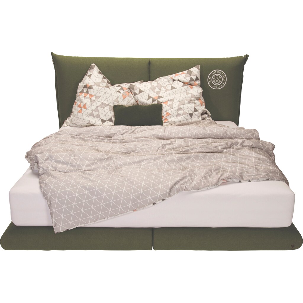 TOM TAILOR Boxspringbett »SOHO PILLOW BOX«, in Schwebeoptik, Kopfteil in Kissenform mit Knopfprint, Höhe 120 cm