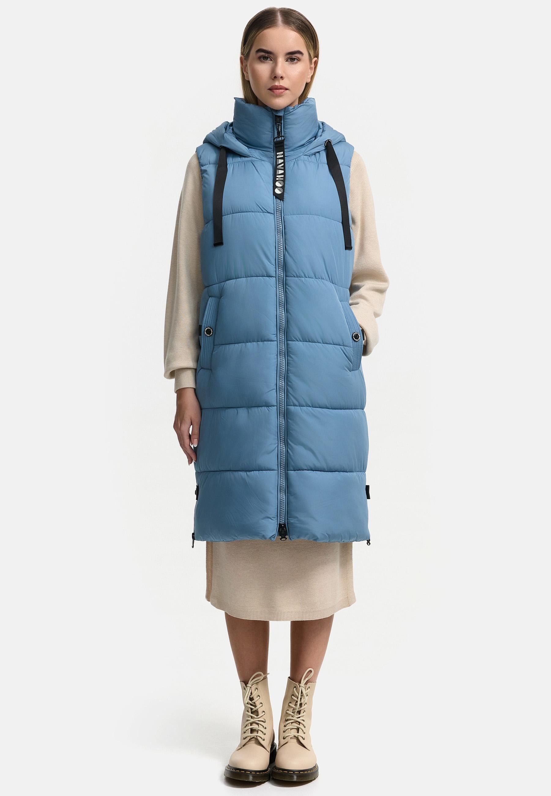 Navahoo Steppweste »Schnuffelchen«, (1 tlg.), warme Damen Outdoor-Weste lang mit Kapuze