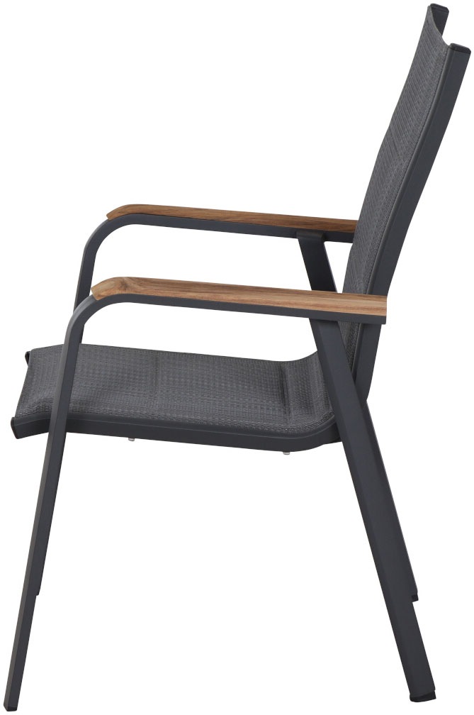 Siena Garden Gartensessel »Tesoro Stapelsessel 4er-Set FSC« Set, 4 Stk. tlg. Alu, Textil, Teak FSC 100 %