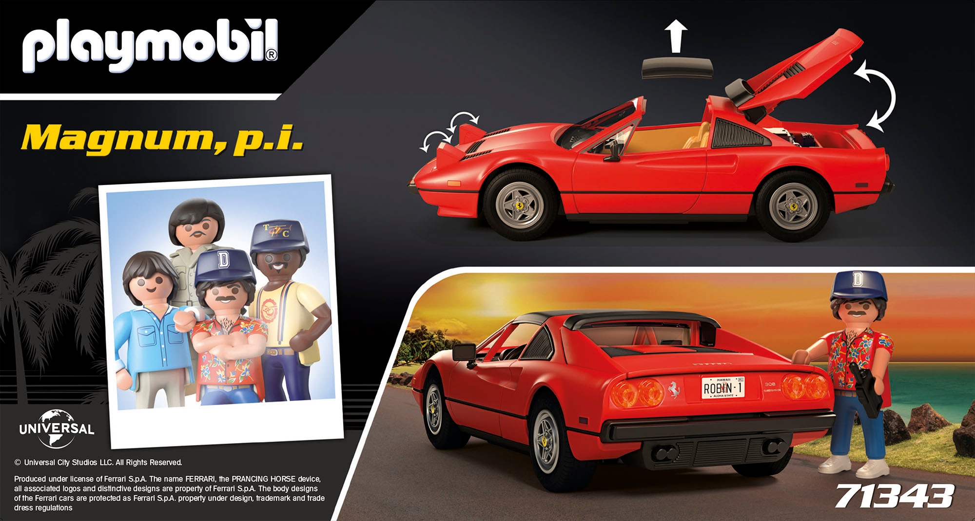 Playmobil® Konstruktions-Spielset »Magnum, p.i. Ferrari 308 GTS Quattrovalvole (71343)«, (48 St.), Made in Germany