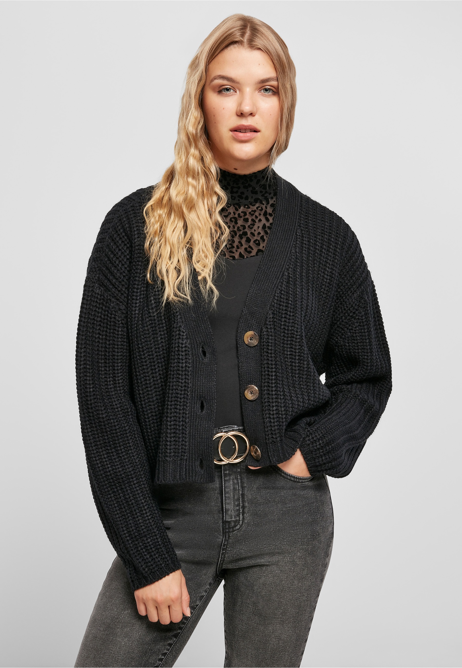 URBAN CLASSICS Cardigan »Urban Classics Damen Ladies Oversized Cardigan« 1 Stk.