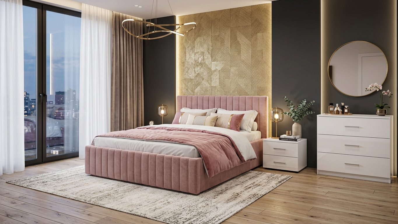 OTTO home Polsterbett "MOIVRE, vertikale Steppung in Rillenoptik, wahlweise mit Bettkasten" Stauraumbett, gepolstertes Kopfteil, ohne Matratze, modernes Design