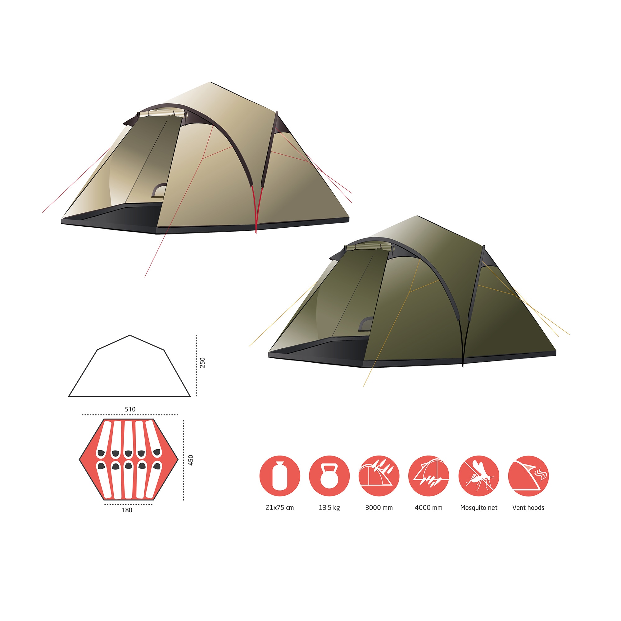 GRAND CANYON Tipi-Zelt »BLACK KNOB 10«, 10 Personen