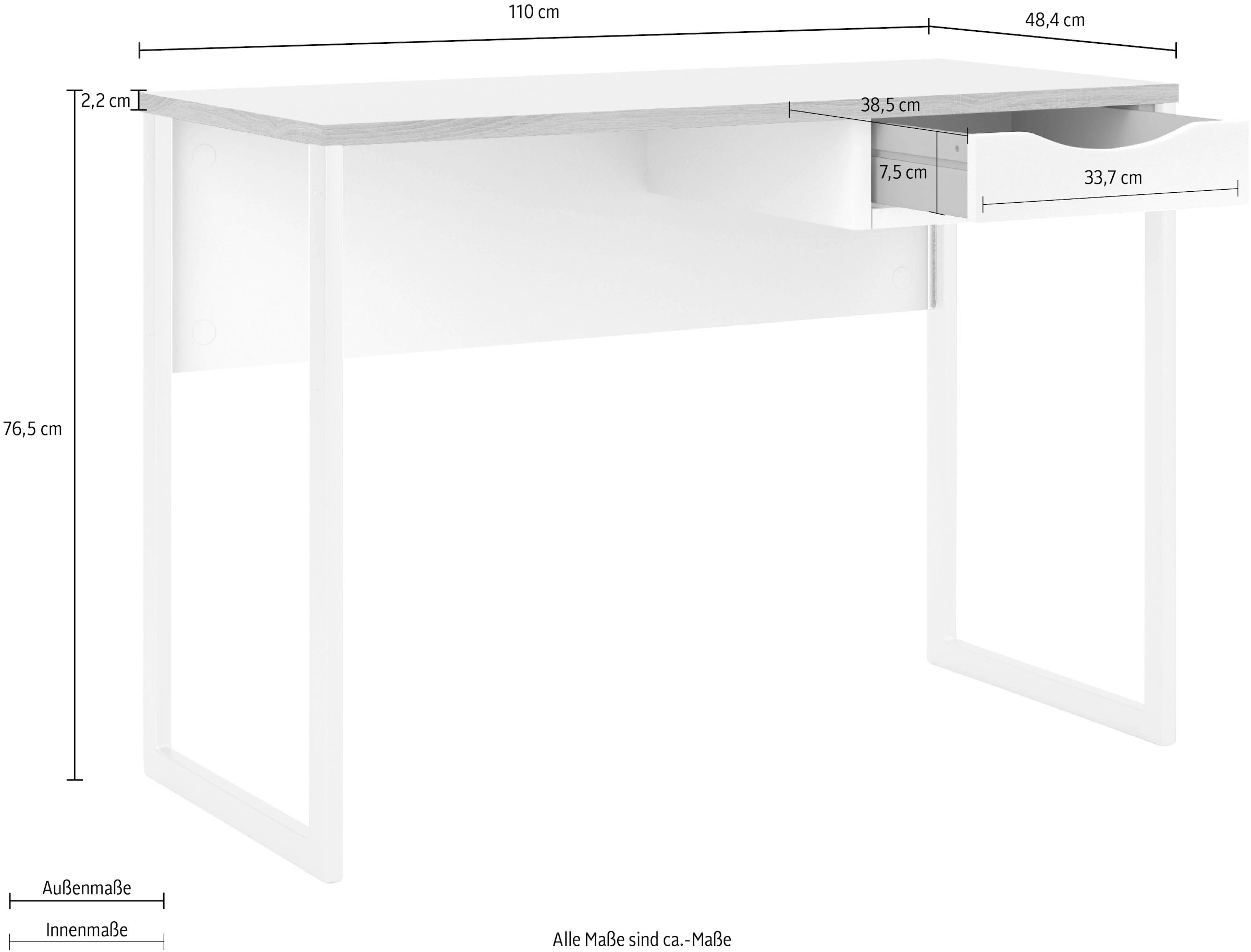 Home affaire Schreibtisch »Plus«, mit vielen Stauraummöglichkeiten, zeitloses Design