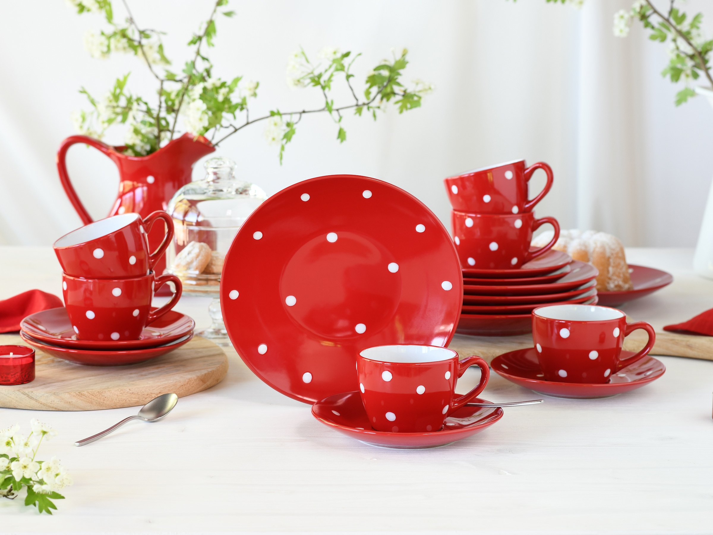 CREATABLE Kaffeeservice "Polka Dots, Service 18-tlg.", 18bunt, Geschirr-Sets, Fröhliche Farbgebung, Polka Dots