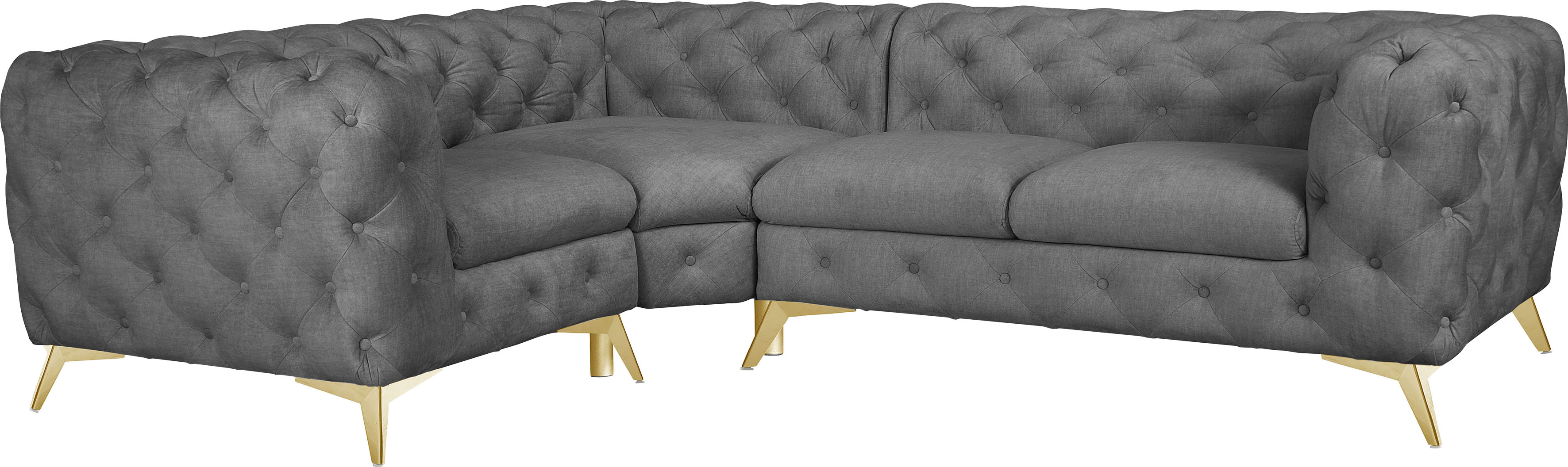 Thumbnail - Leonique Chesterfield-Sofa "Ecksofa GLYNIS L-Form mit Wellenunterfederung, Maße B/T/H 264/204/75cm", aufwändige Knopfhef...