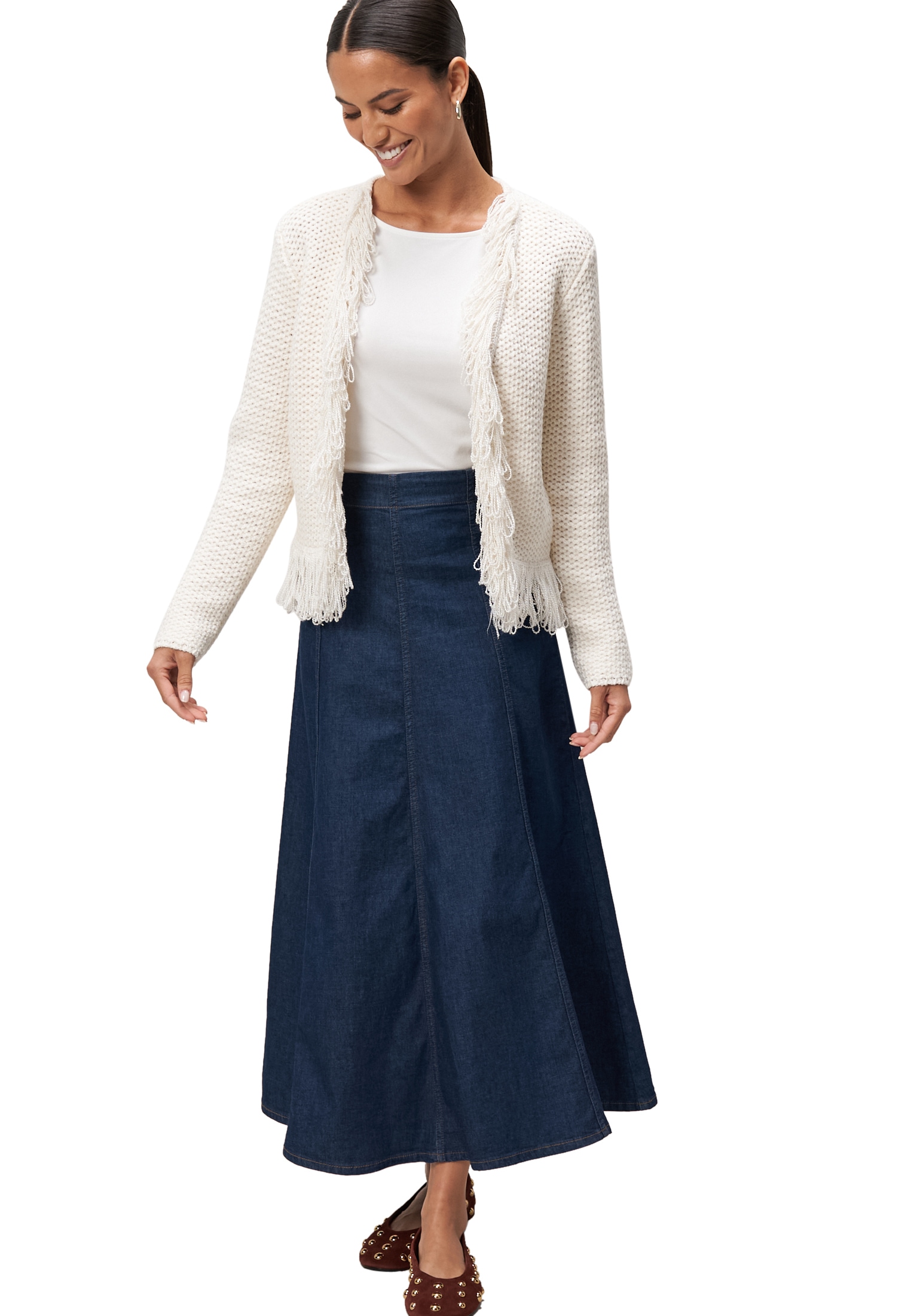 Zero Strickjacke »zero Damen Strickjacke mit Fransen«, Fransen