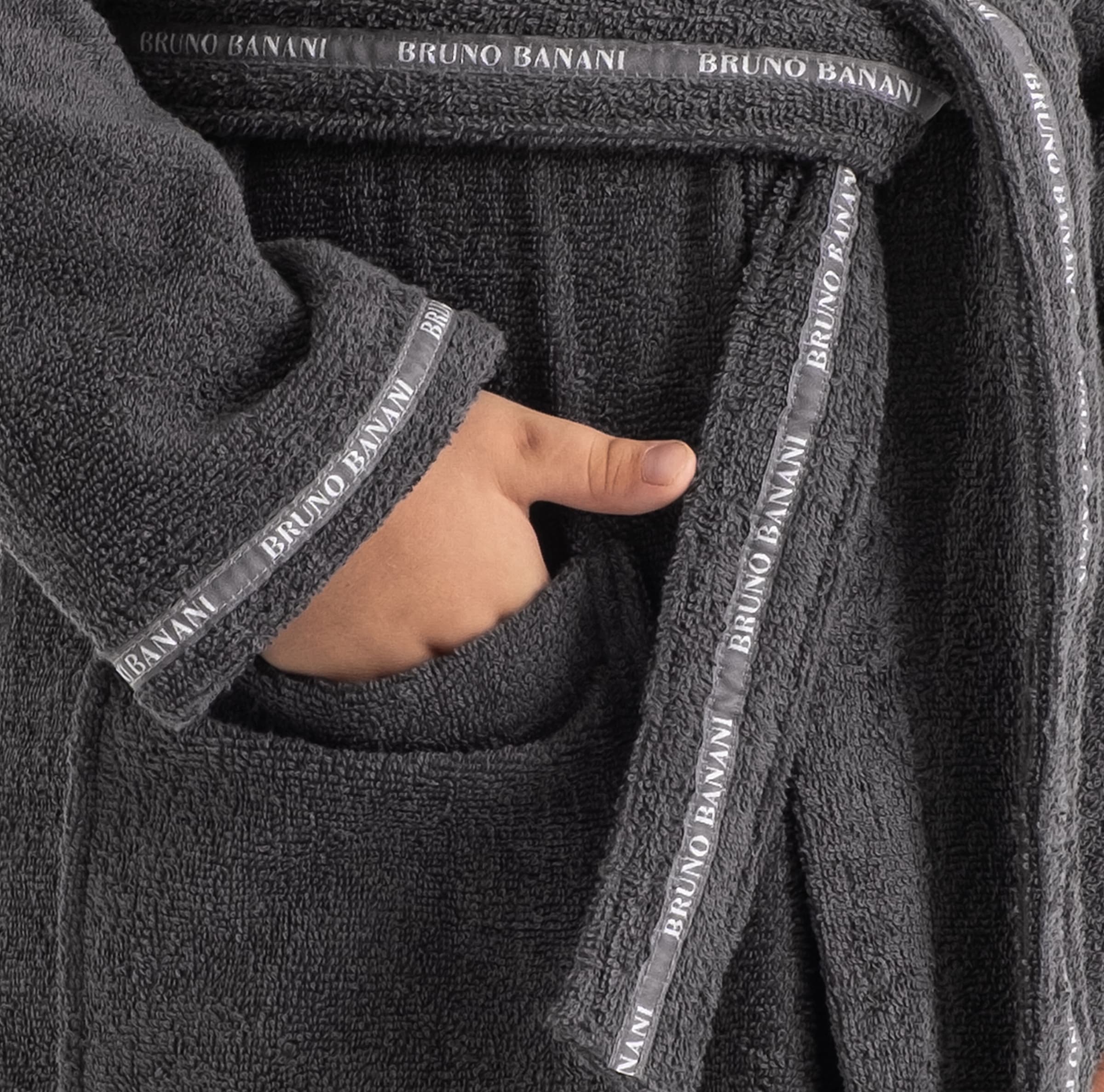 Bruno Banani Kinderbademantel »Danny, Ideal für Zuhause, Schwimmbad oder im Urlaub«, (1 St.), mit Logostreifen, aus 100% Baumwolle