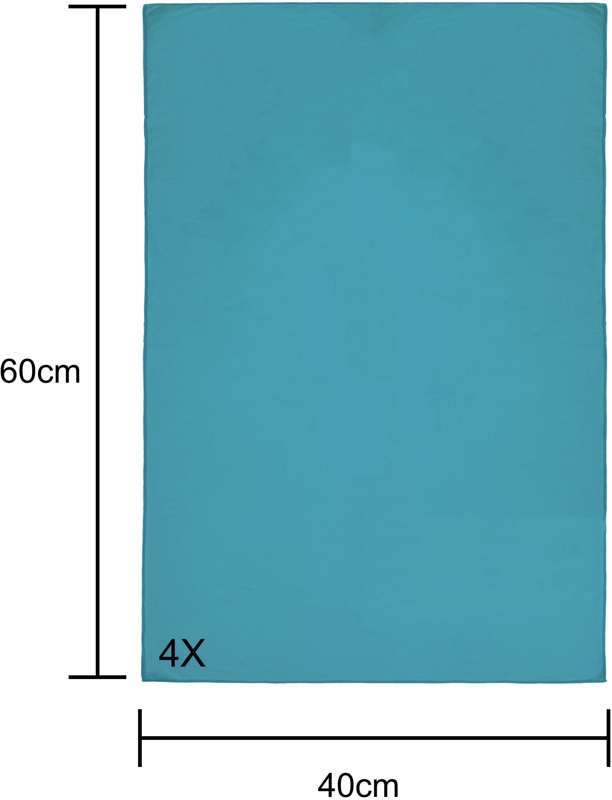 my home Reisehandtuch »Xavi, 4 x 40x60cm ideal als Sporthandtuch, Reisehandtuch«, (Set, 4 St.), als Serie und Set, sehr leicht, kompakt, schnelltrocknend, Mikrofaser