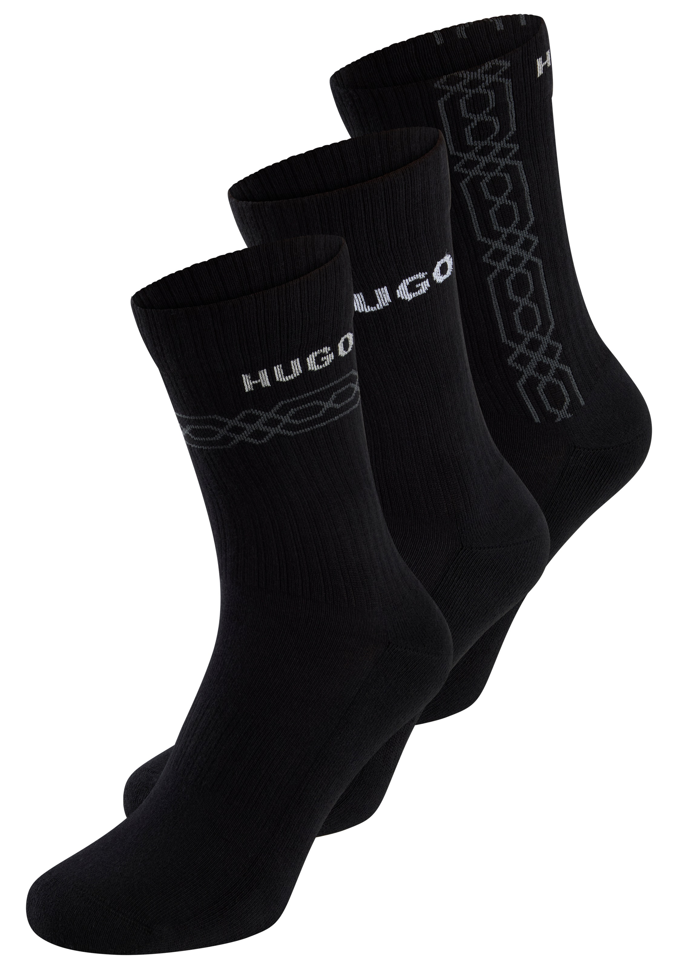 HUGO Underwear Kurzsocken, (Packung, 3 Paar, 3er), Logoschriftzug, grafisch günstig online kaufen