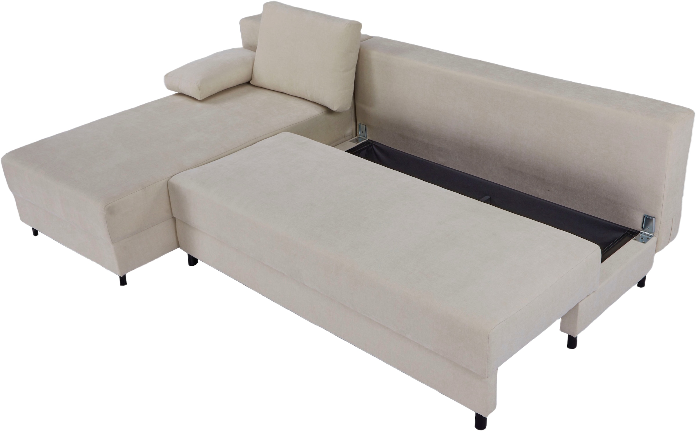 OTTO home Schlafsofa »ONNIKO Ecksofa L-Form, Breite: 240 cm, Feinstruktur-Bezug« mit Bettfunktion & Bettkasten (Liegefläche 120 cm / 240 cm)