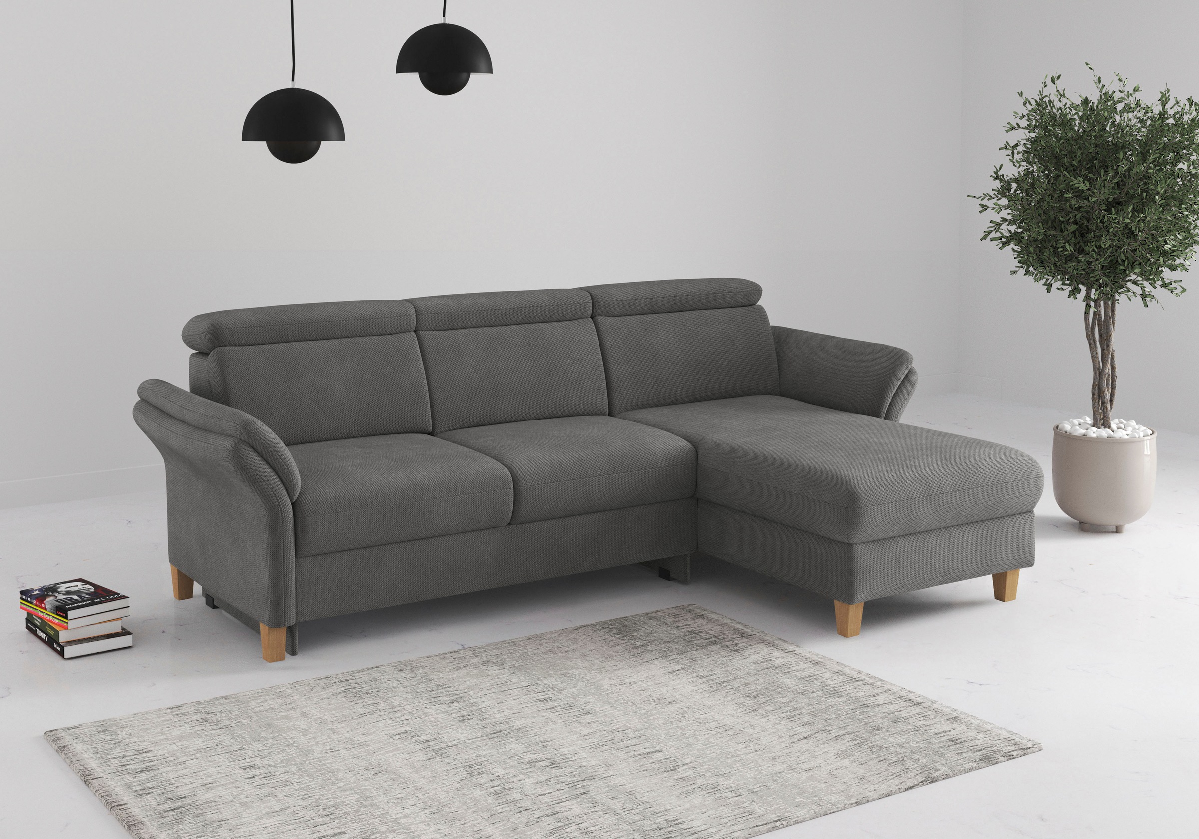 Ecksofa HOME AFFAIRE "Glendale, L-Form", grau, B:253cm H:84cm T:166cm, 90% Polyester, 10% Polyamid, Sofas, Ecksofa, inkl. Kopfteilverstellung, wahlweise mit Vorziehsitz und Bettkasten 7