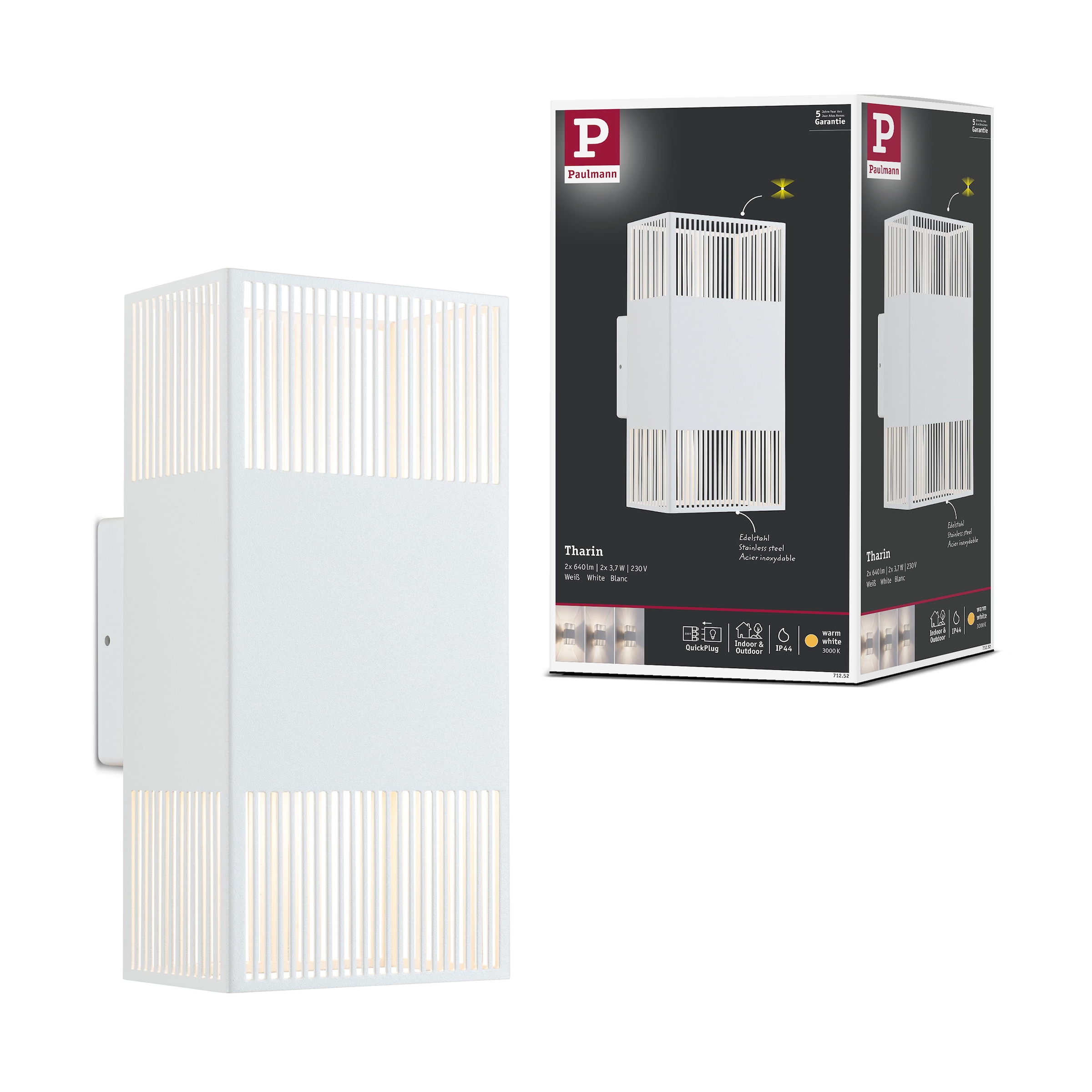 Paulmann LED Wandleuchte »Tharin« LED-Modul 1 Stk. Warmweiß spritzwassergeschützt