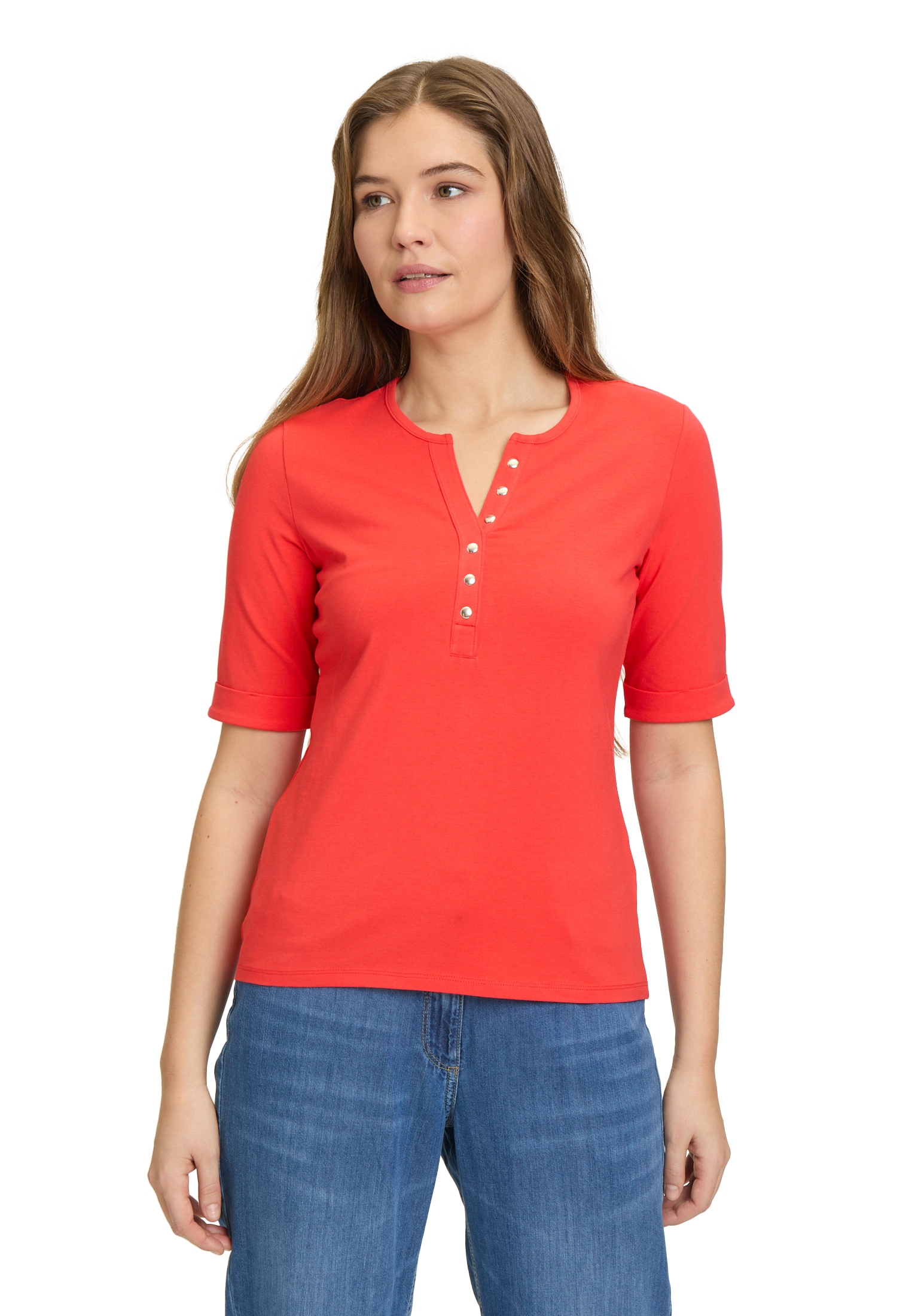 Betty Barclay Kurzarmshirt "Betty Barclay Damen Basic Shirt mit Knöpfen", ( günstig online kaufen