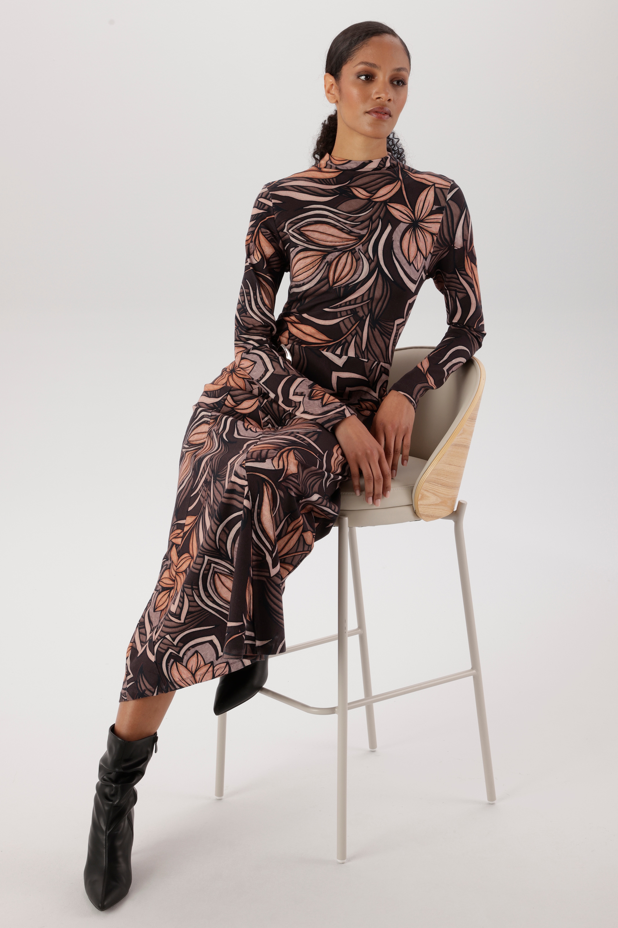 Aniston SELECTED Midikleid mit kleinem Stehkragen - NEUE KOLLEKTION