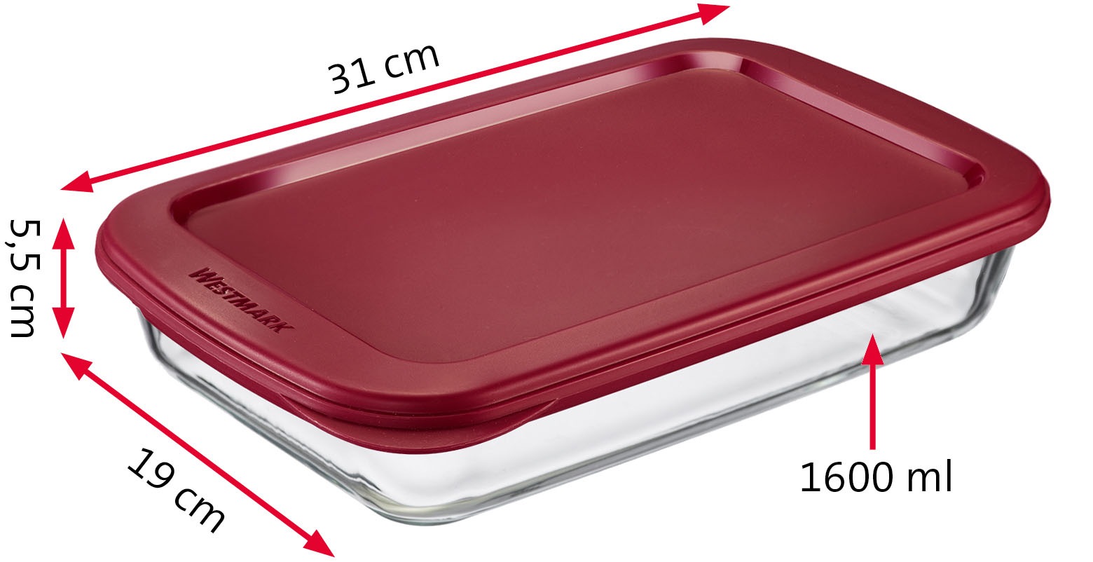 WESTMARK Frischhaltedose »Aufschnittschale, Glas, 1600 ml«, (1 tlg.), robustes Borosilikat-Glas, luftdicht zu verschließen, 1600 ml