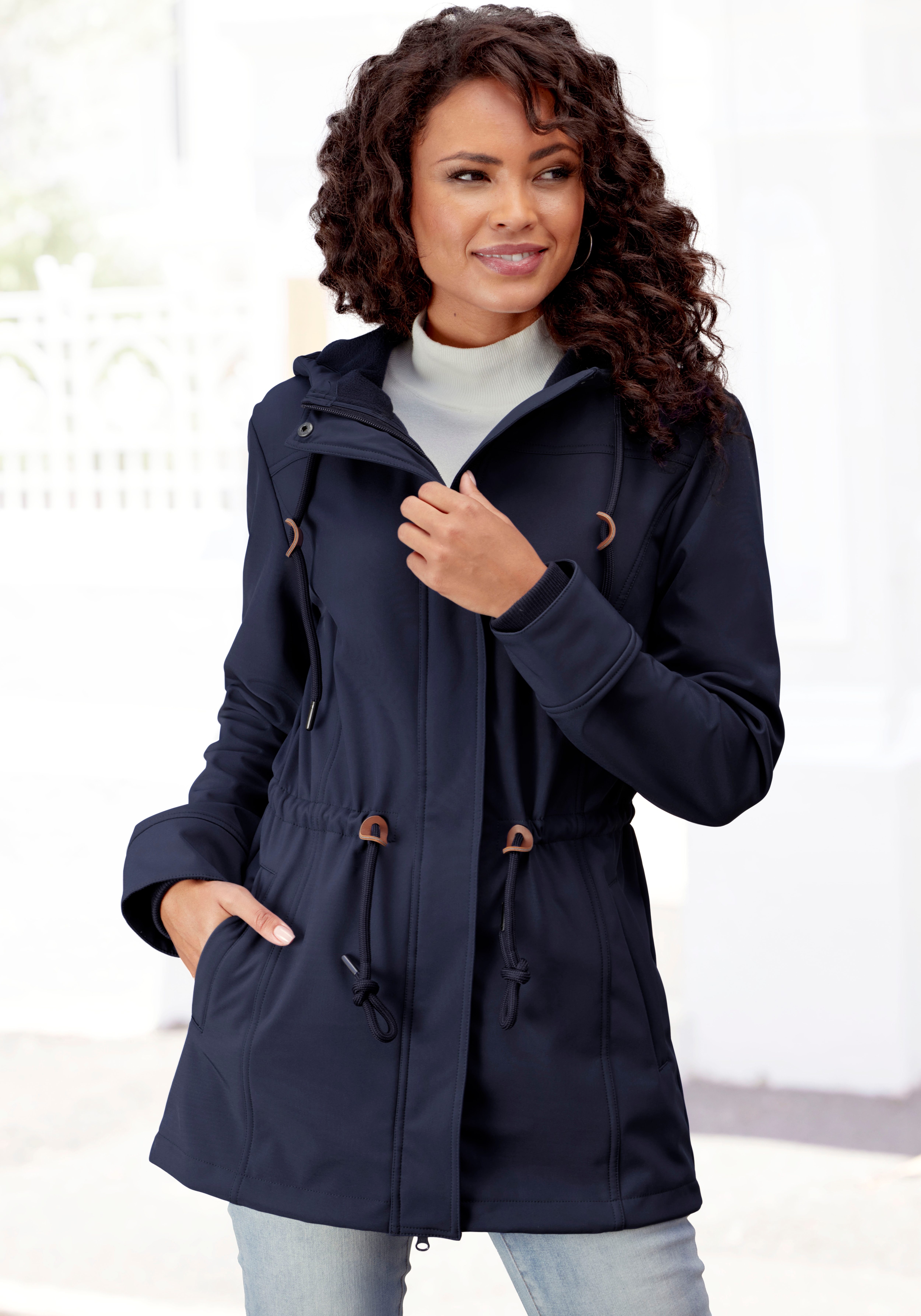 Vivance Active by Lascana Softshelljacke mit Kapuze mit Kordelzug an der Taille